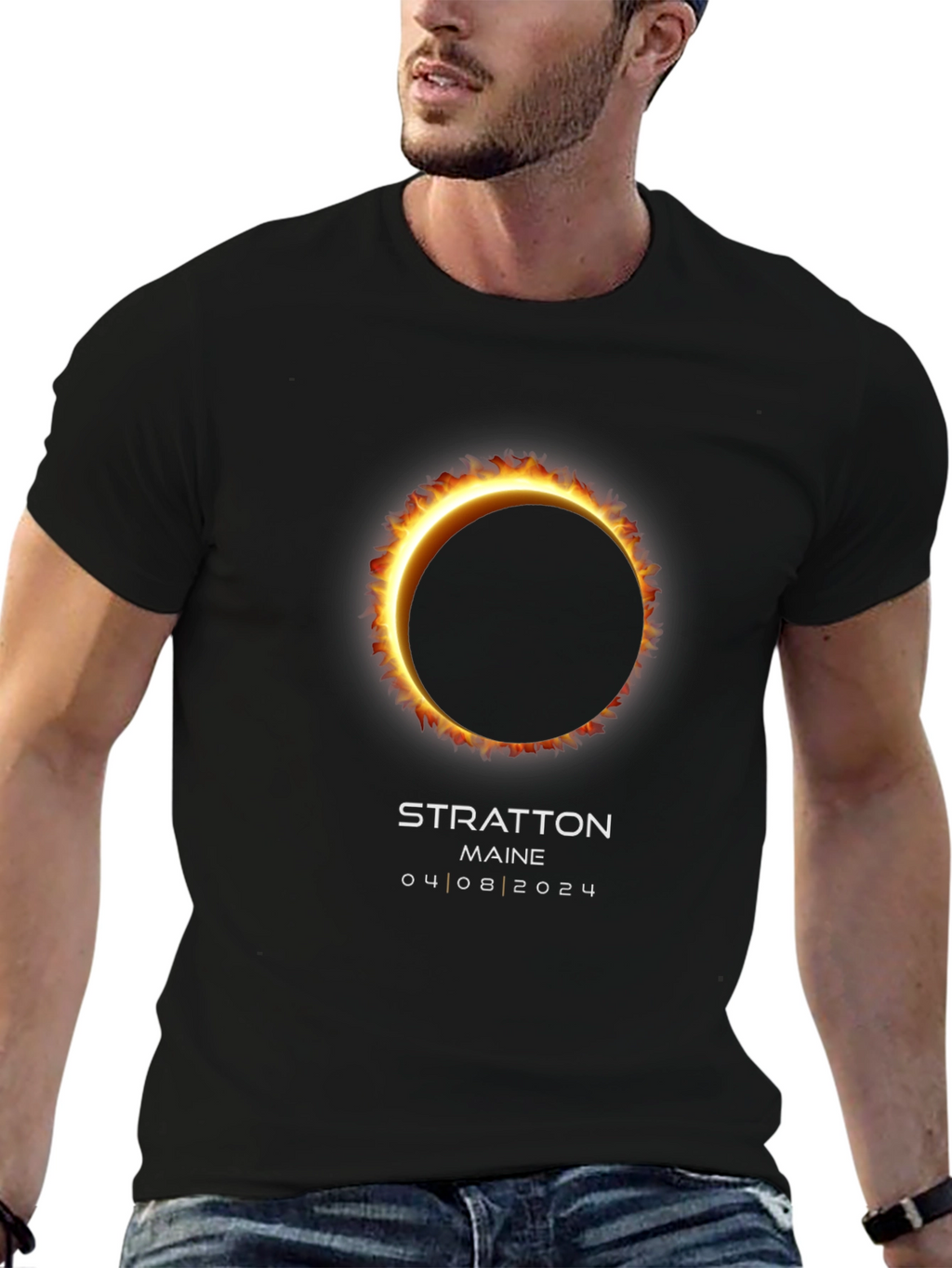 Stratton Maine Solar Eclipse T-Shirt - April 8 2024