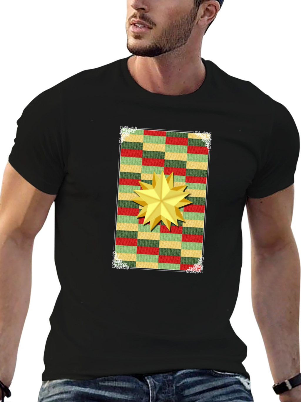 Festive Star Graphic T-Shirt - Holiday Cheer