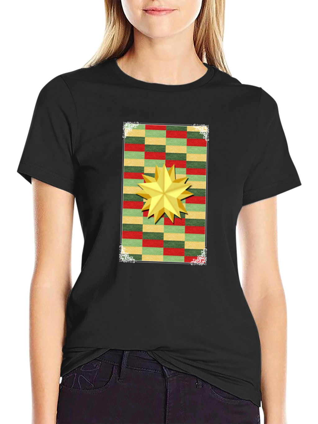 Festive Star Graphic T-Shirt - Holiday Cheer