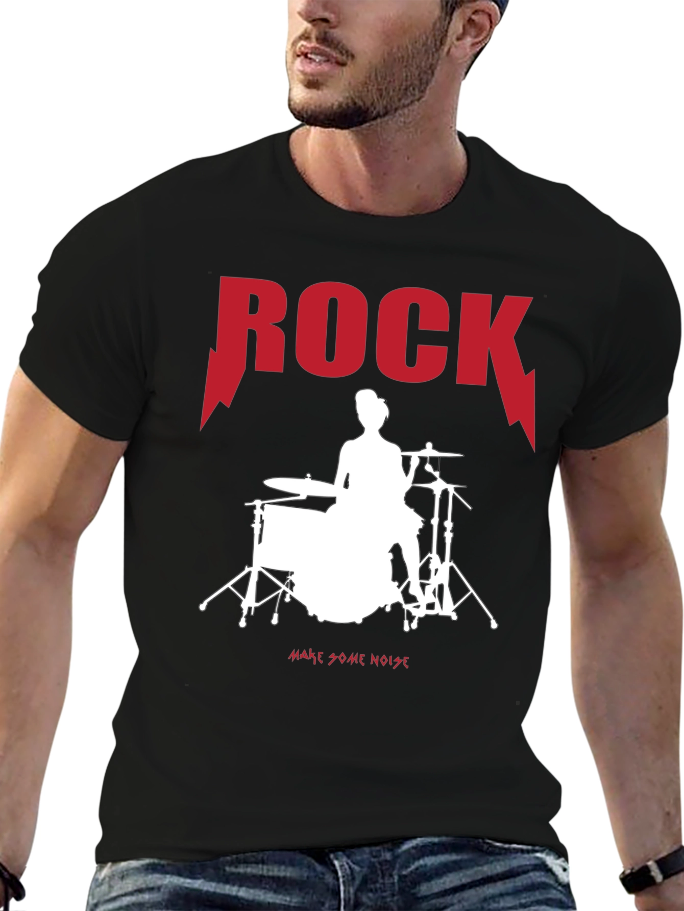 Rock Drummer Graphic Tee - Unisex Black T-Shirt