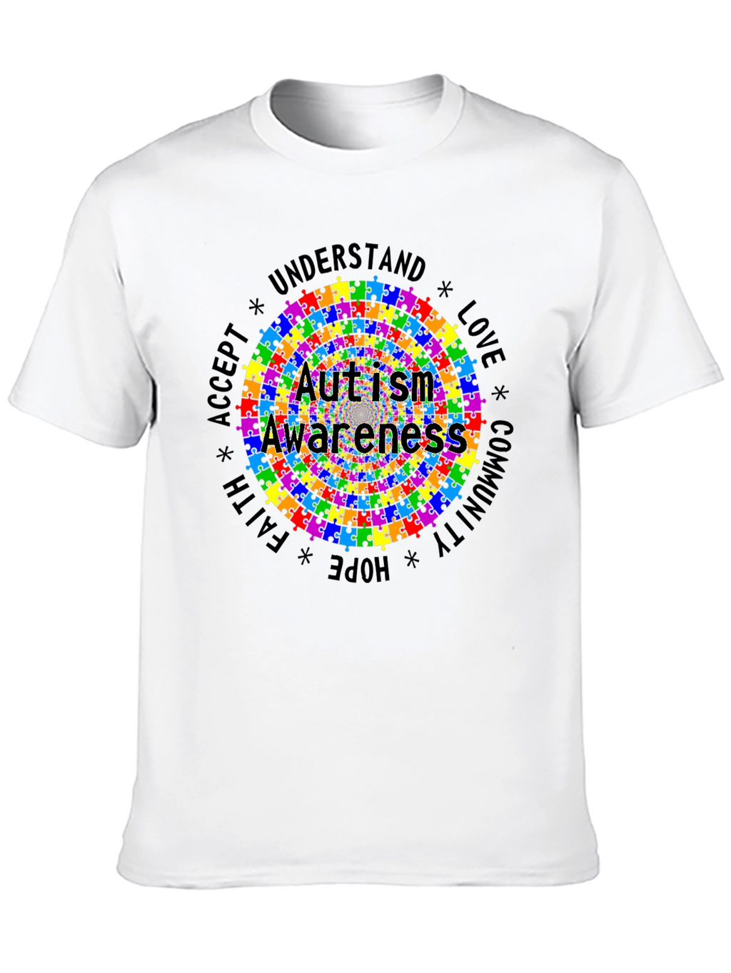 Autism Awareness Puzzle Piece Graphic Tee - Black