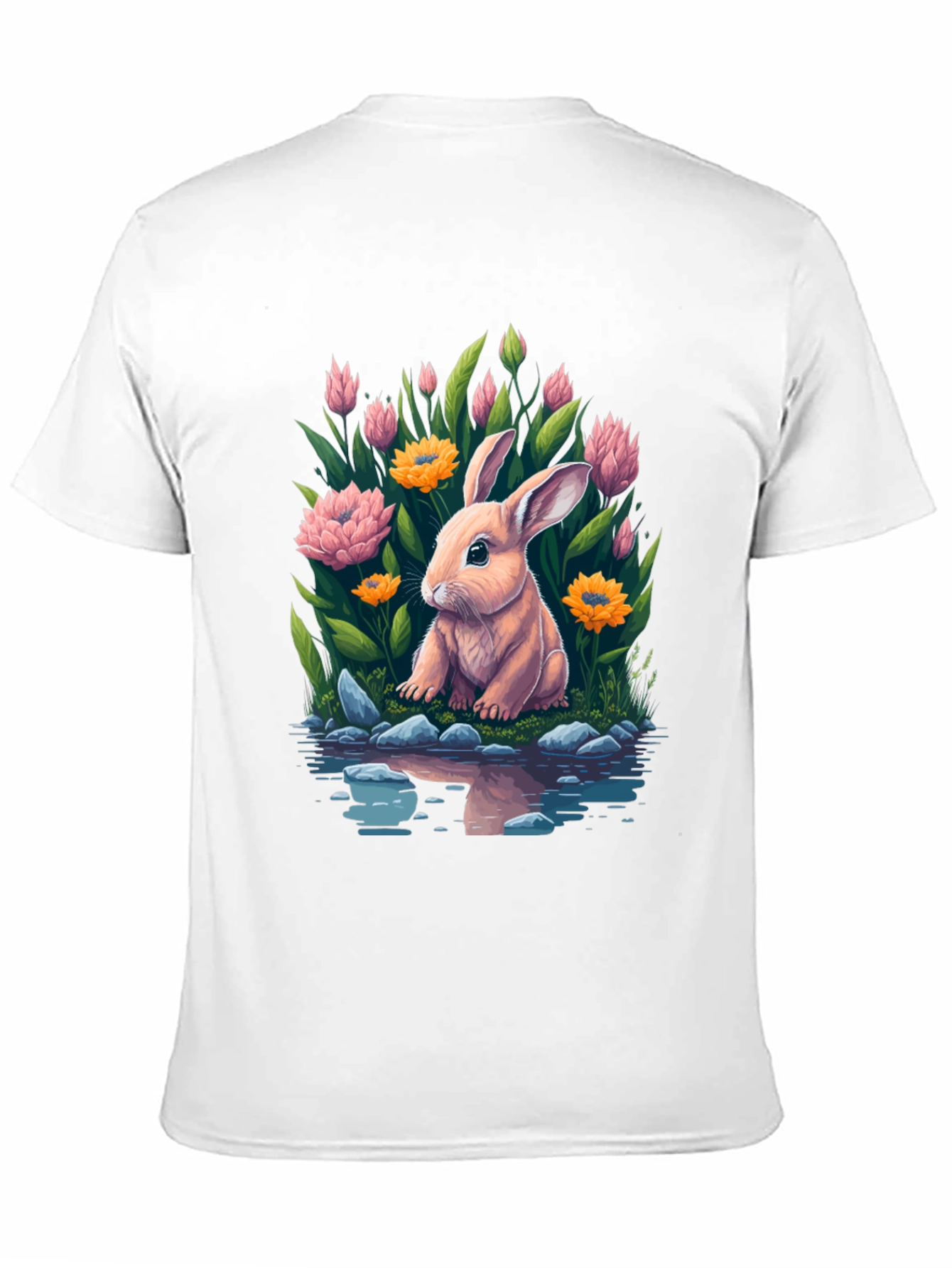 Bunny & Blooms Graphic Tee - Mens Black T-Shirt