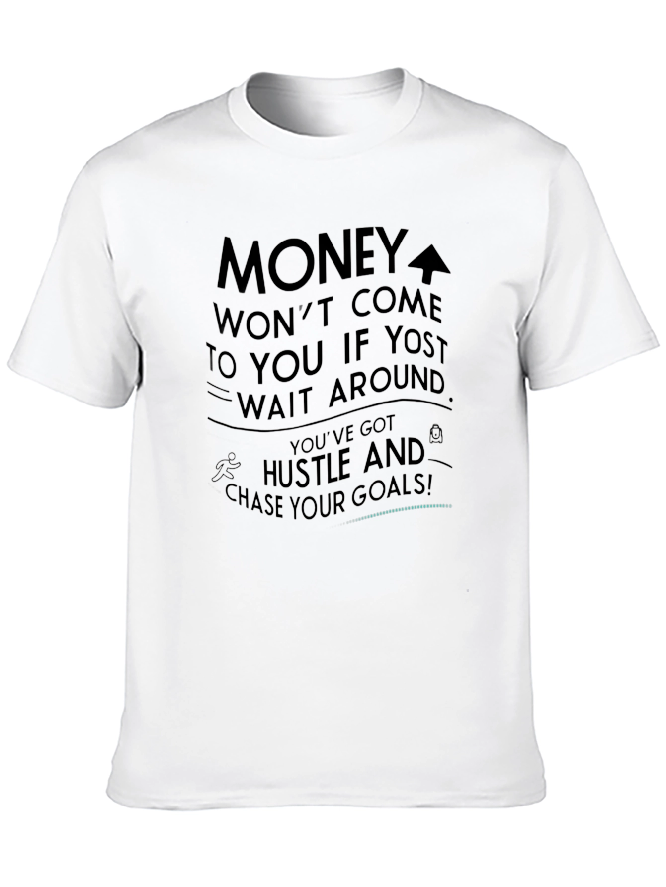Motivational Black Graphic T-Shirt - Hustle & Goals