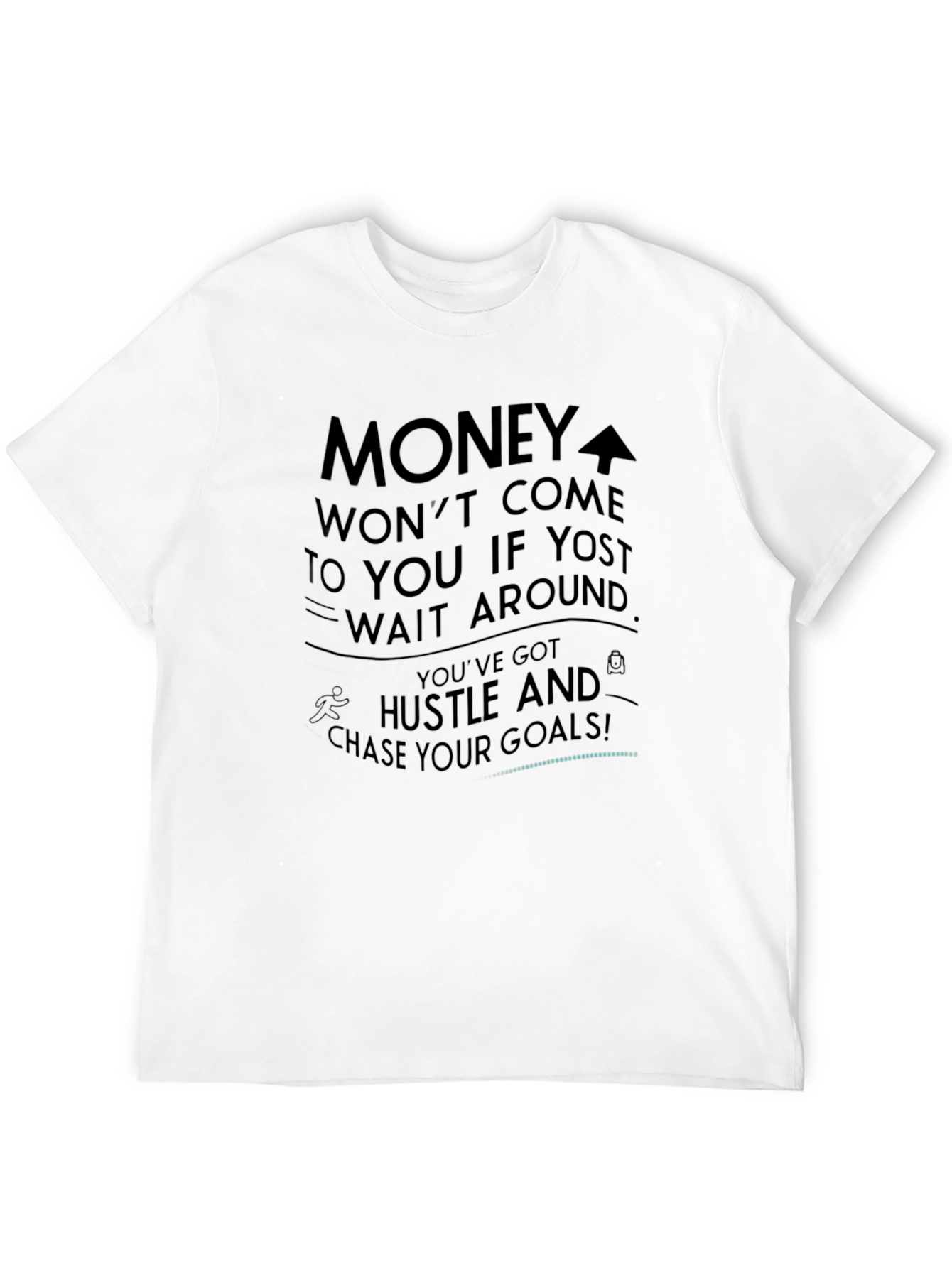 Motivational Black Graphic T-Shirt - Hustle & Goals