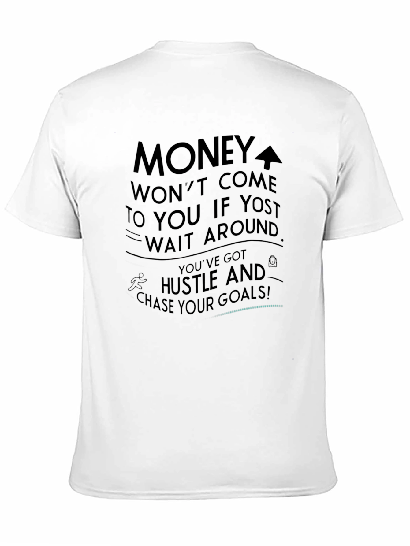 Motivational Black Graphic T-Shirt - Hustle & Goals