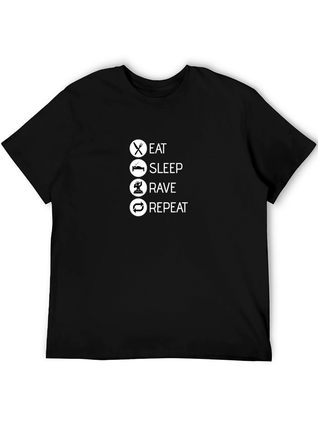 Eat Sleep Rave Repeat Black T-Shirt