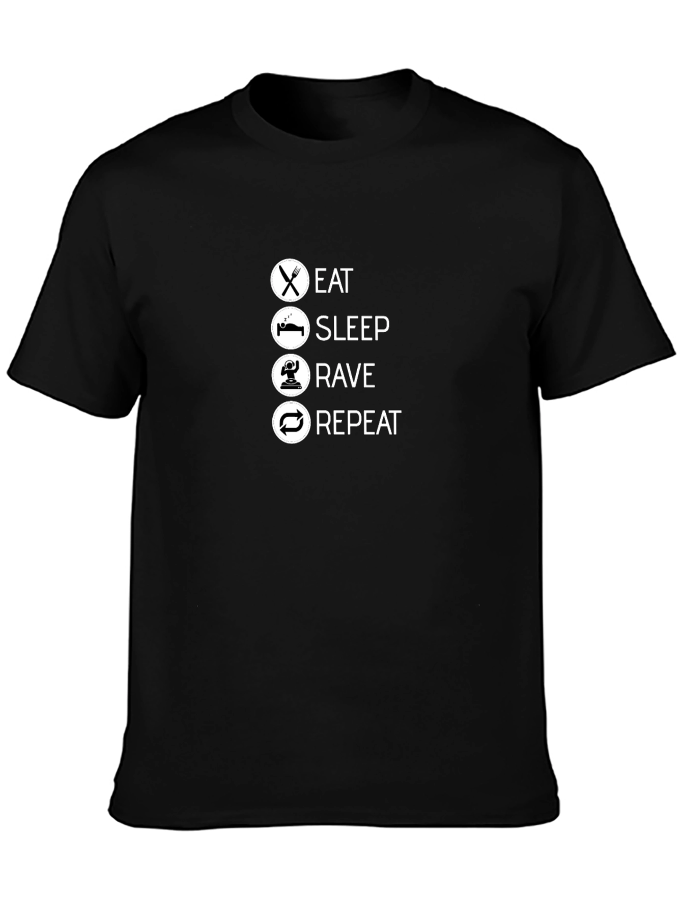 Eat Sleep Rave Repeat Black T-Shirt