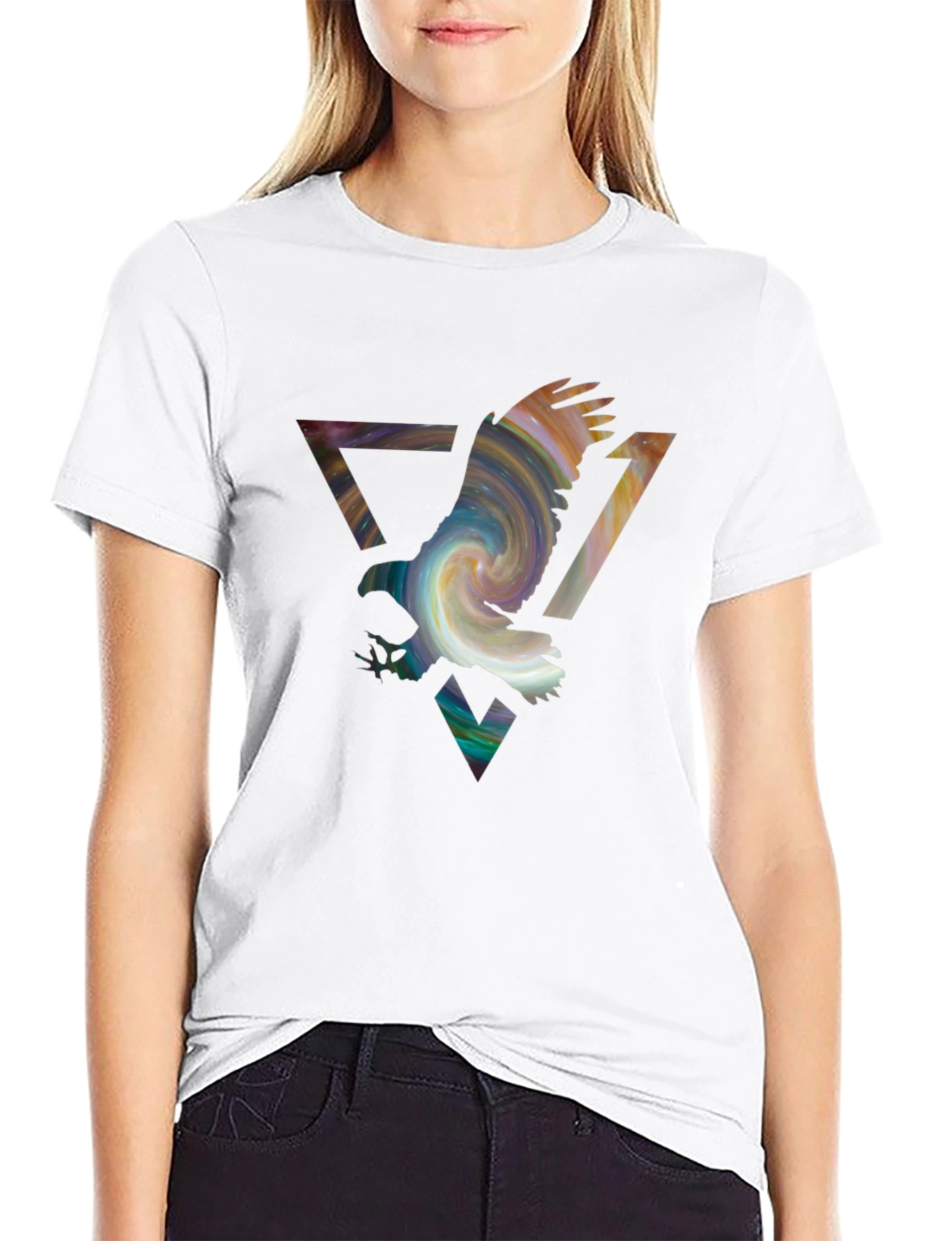 Eagle Galaxy Mens Black Graphic Tee