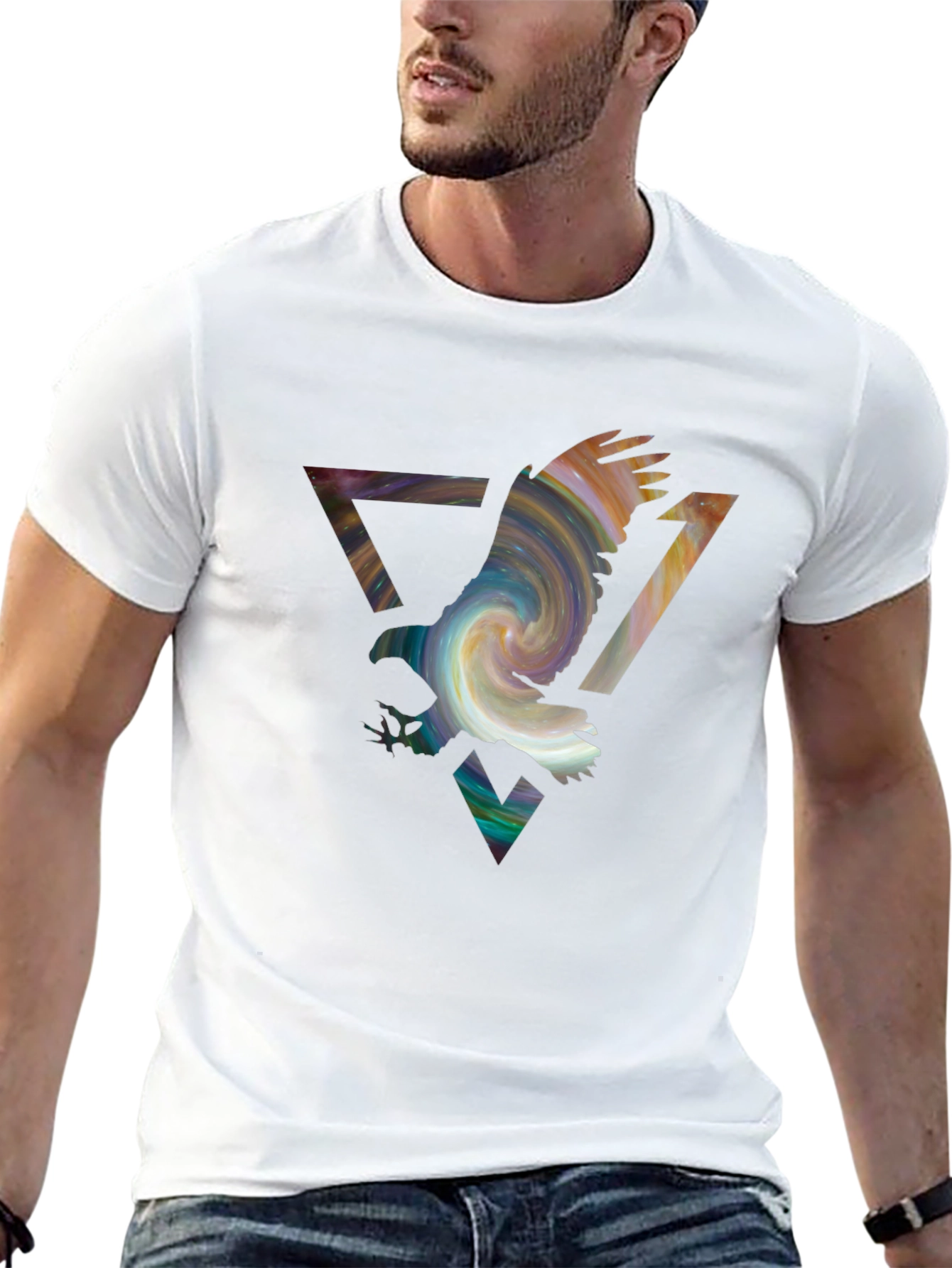 Eagle Galaxy Mens Black Graphic Tee
