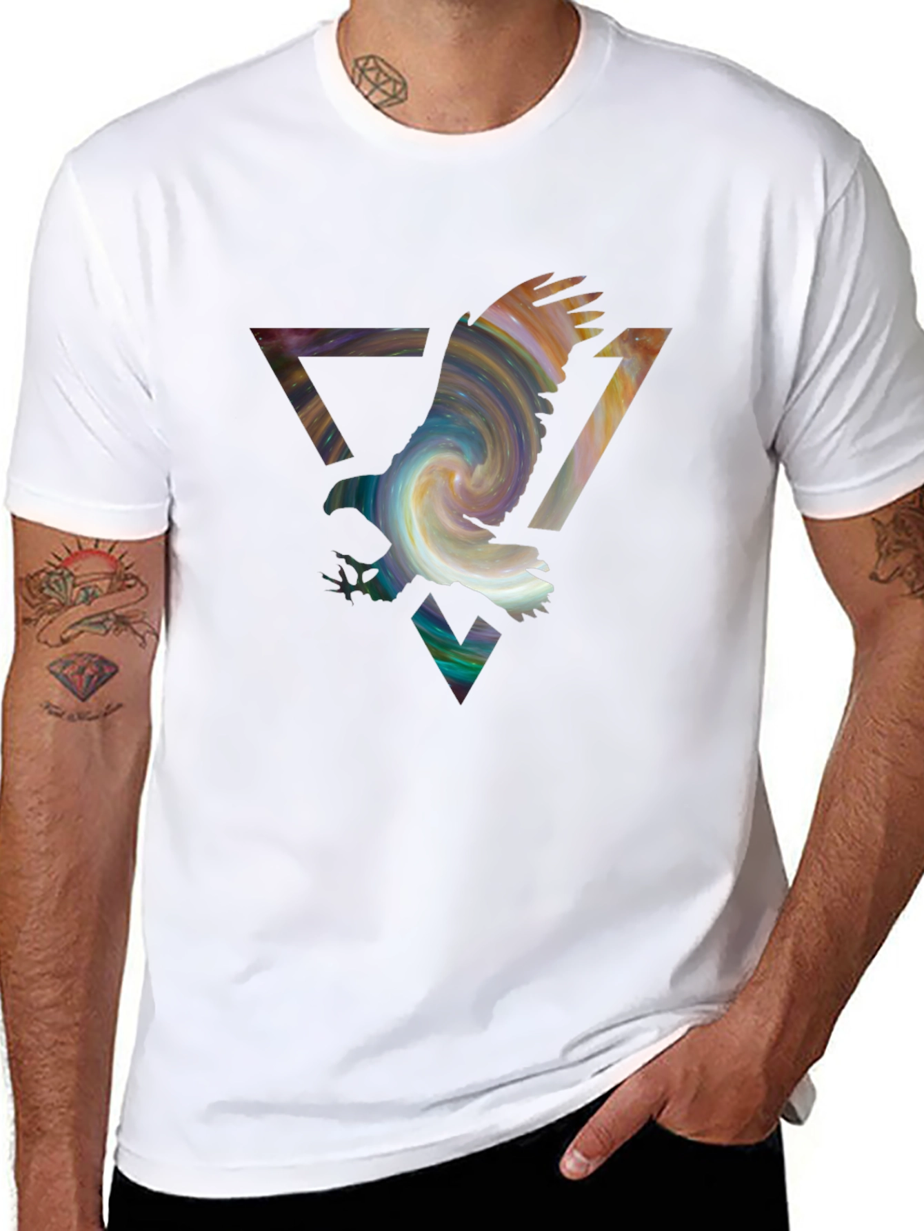 Eagle Galaxy Mens Black Graphic Tee