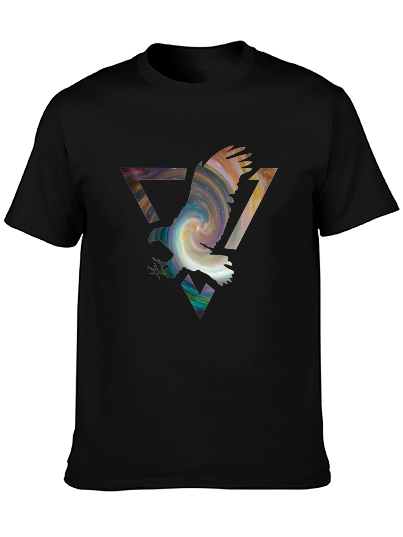 Eagle Galaxy Mens Black Graphic Tee