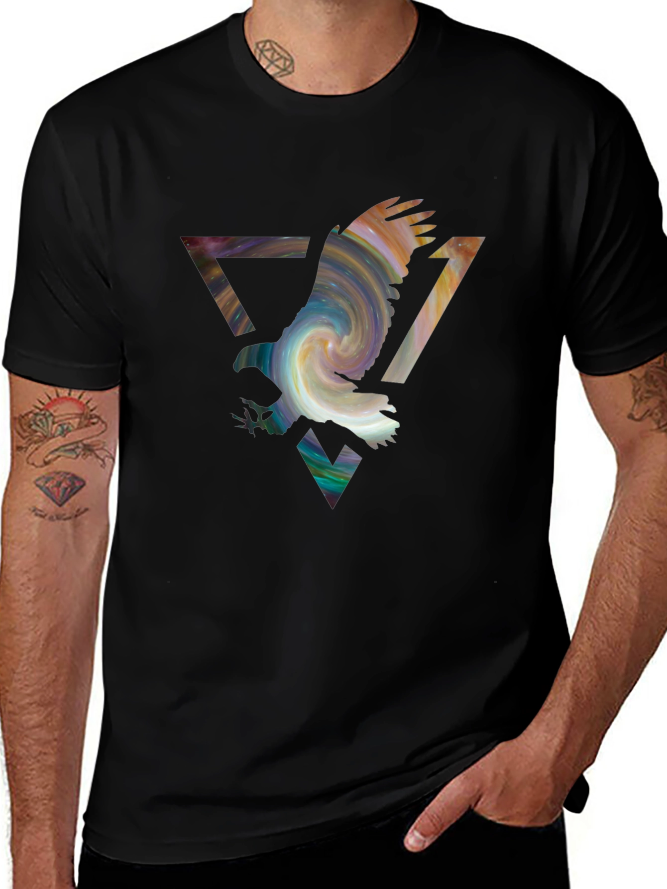 Eagle Galaxy Mens Black Graphic Tee
