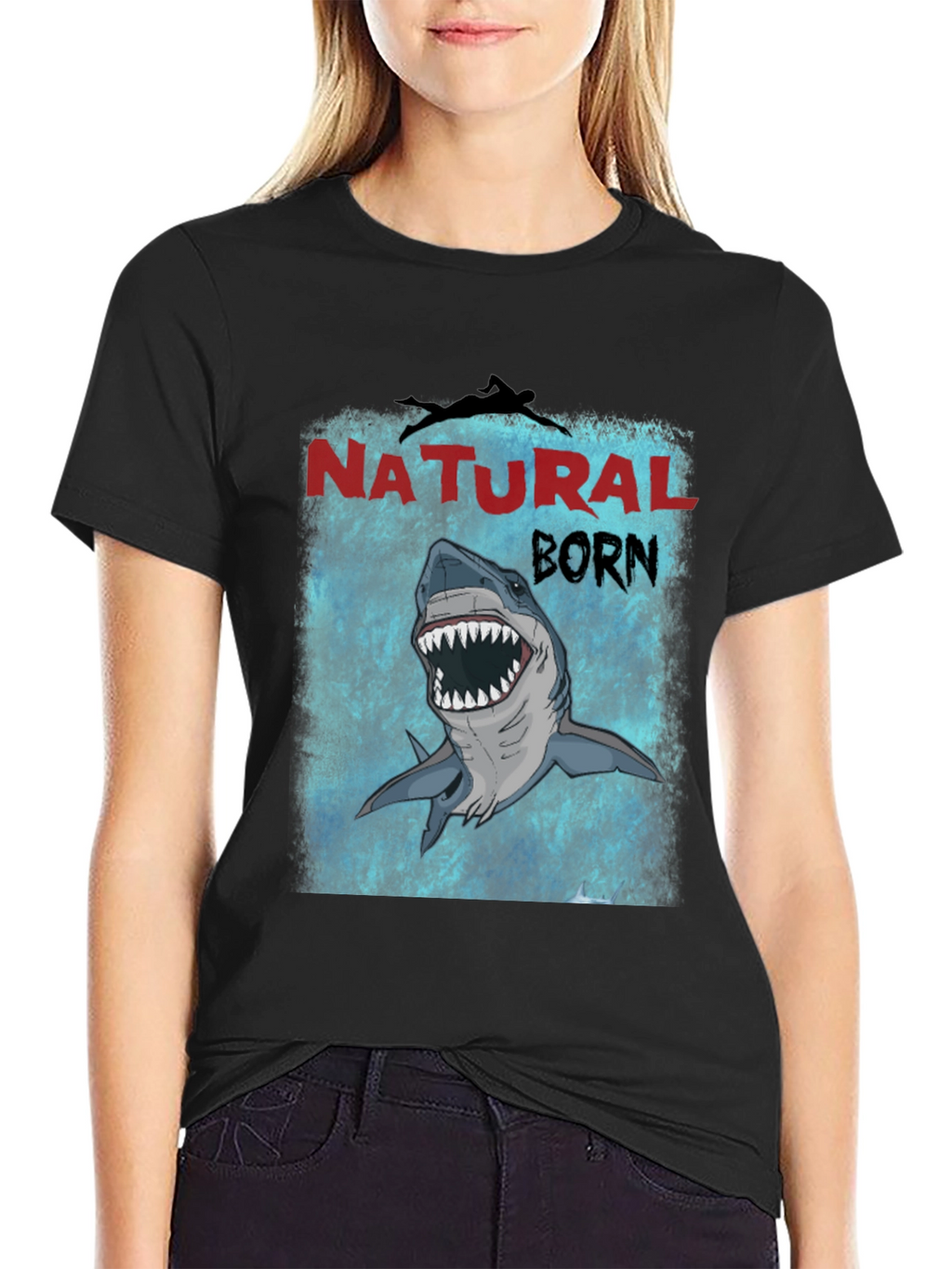 Natural Born Shark T-Shirt - Mens Black Tee