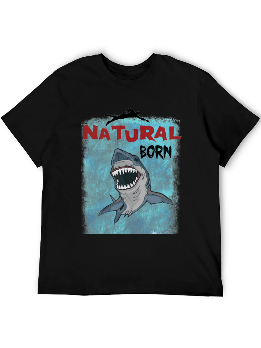 Natural Born Shark T-Shirt - Mens Black Tee