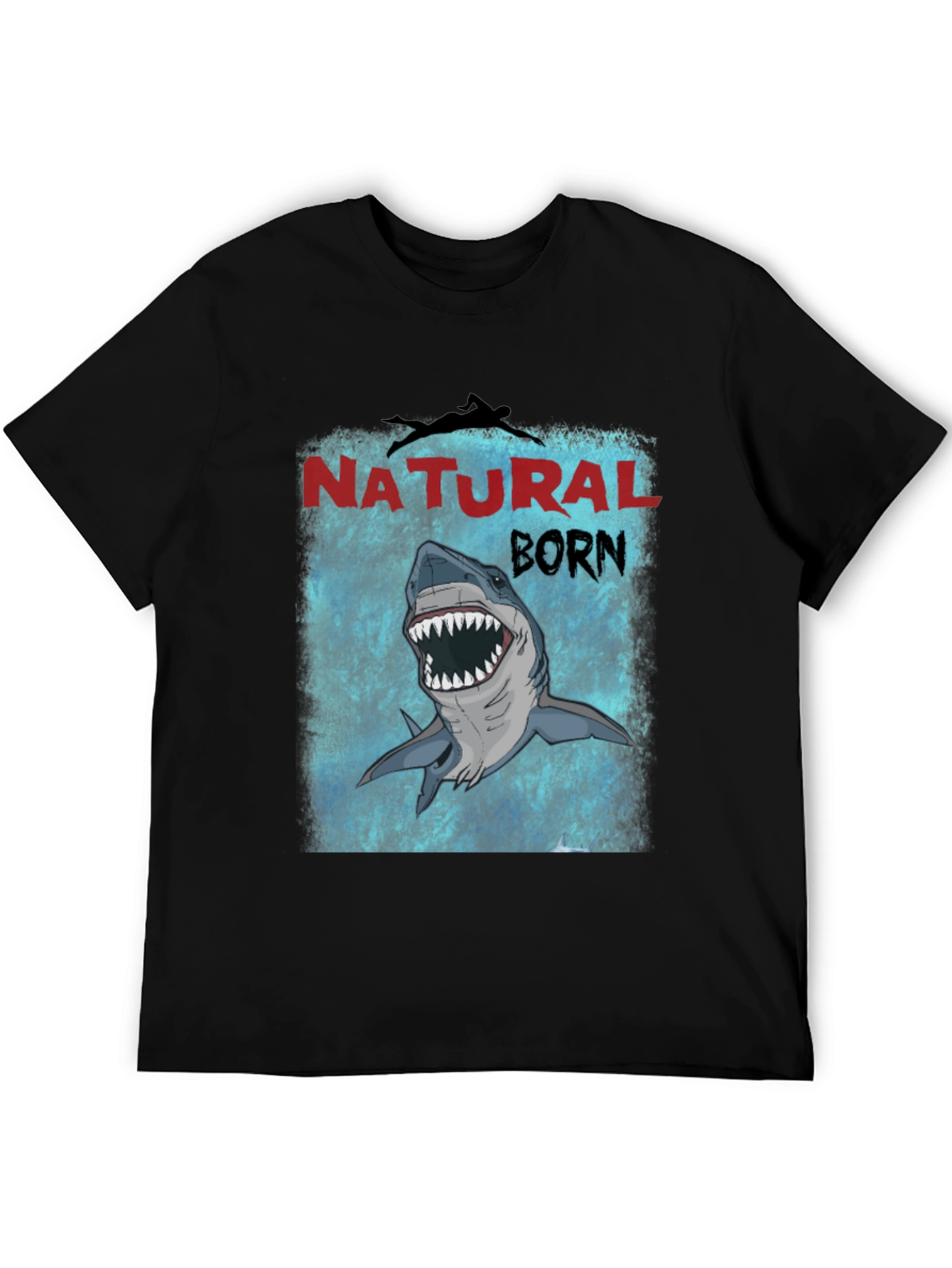 Natural Born Shark T-Shirt - Mens Black Tee