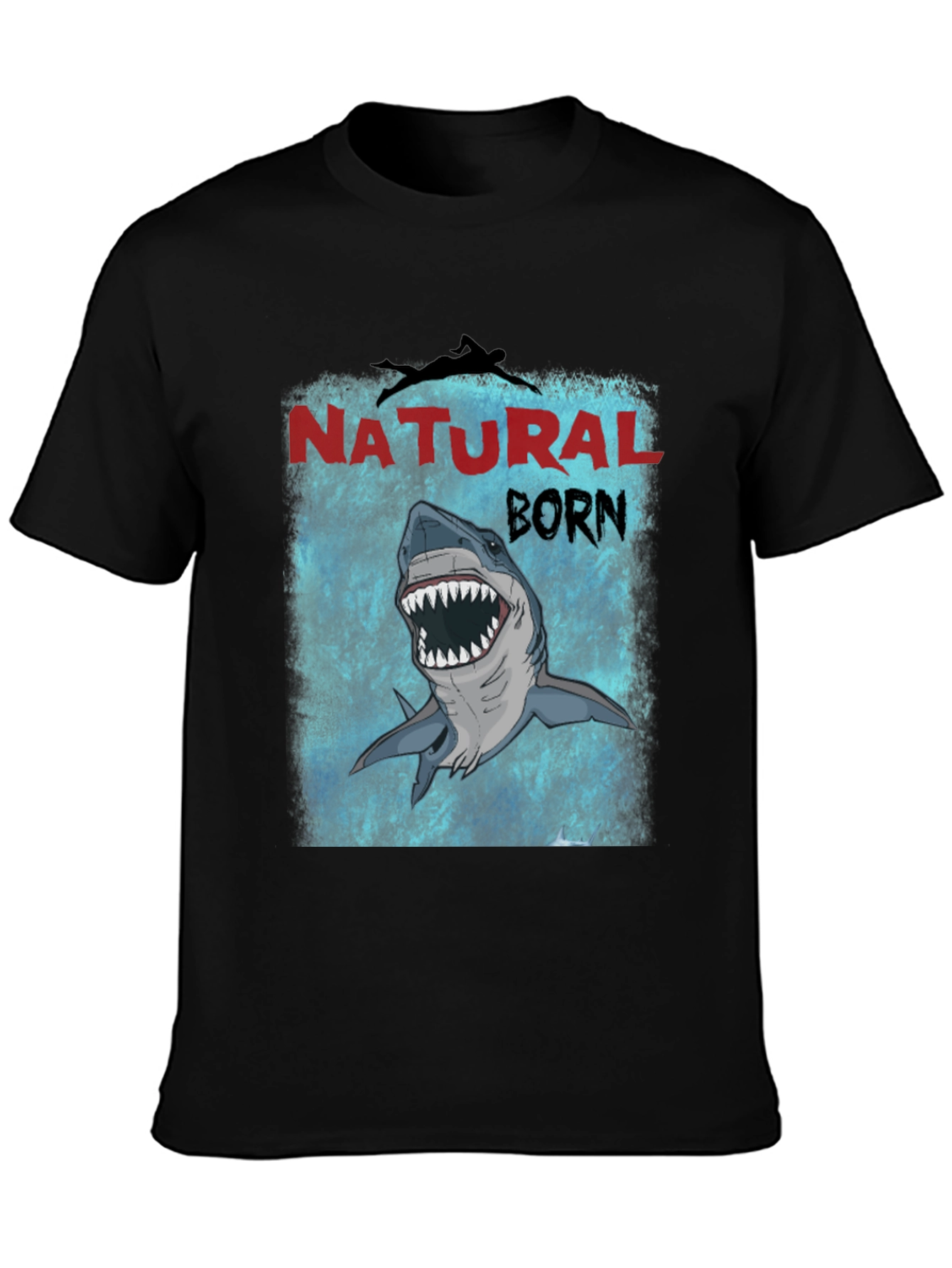 Natural Born Shark T-Shirt - Mens Black Tee