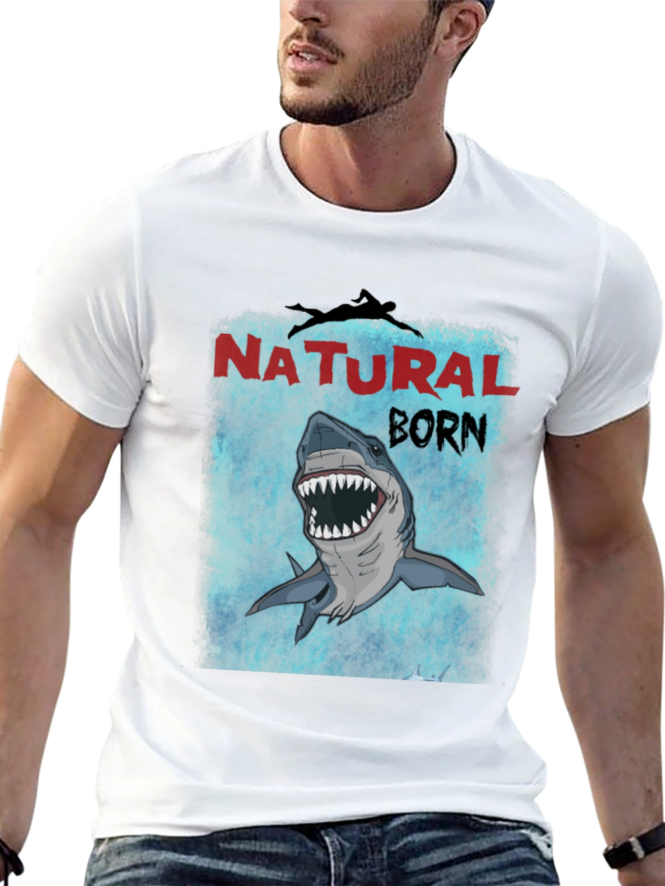 Natural Born Shark T-Shirt - Mens Black Tee