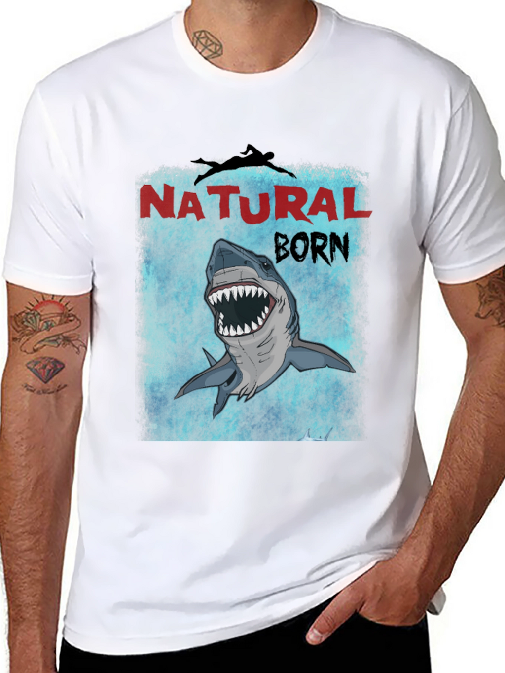Natural Born Shark T-Shirt - Mens Black Tee