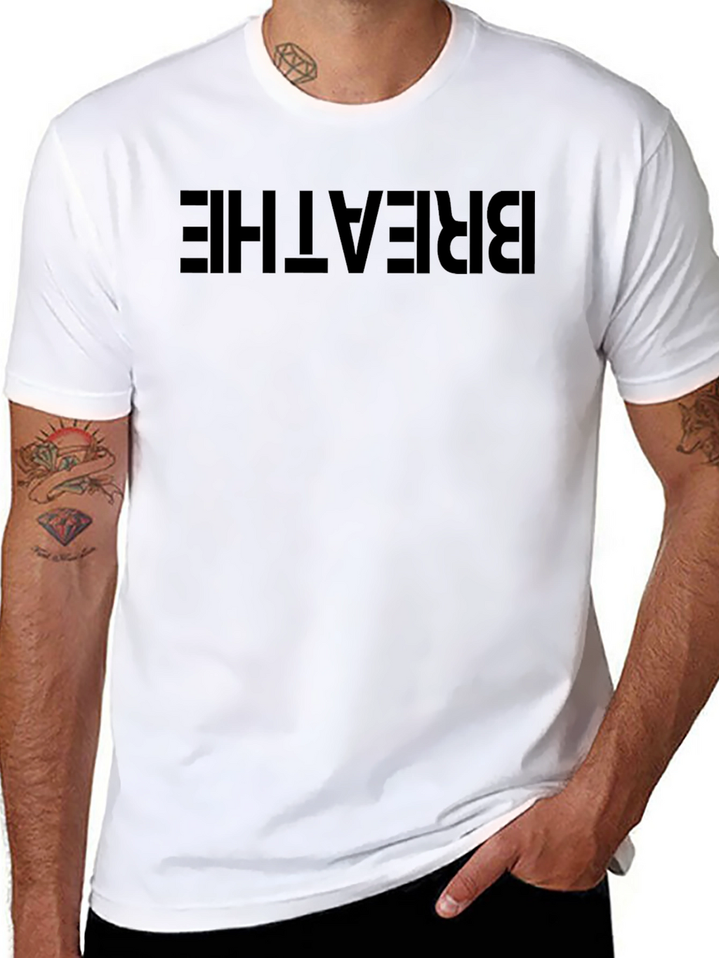Breathe Graphic Tee - Black Cotton Blend T-Shirt