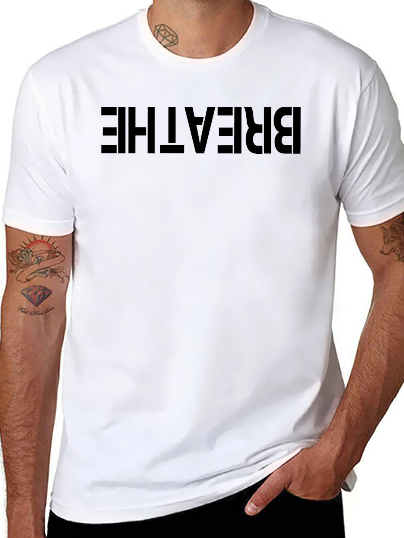 Breathe Graphic Tee - Black Cotton Blend T-Shirt