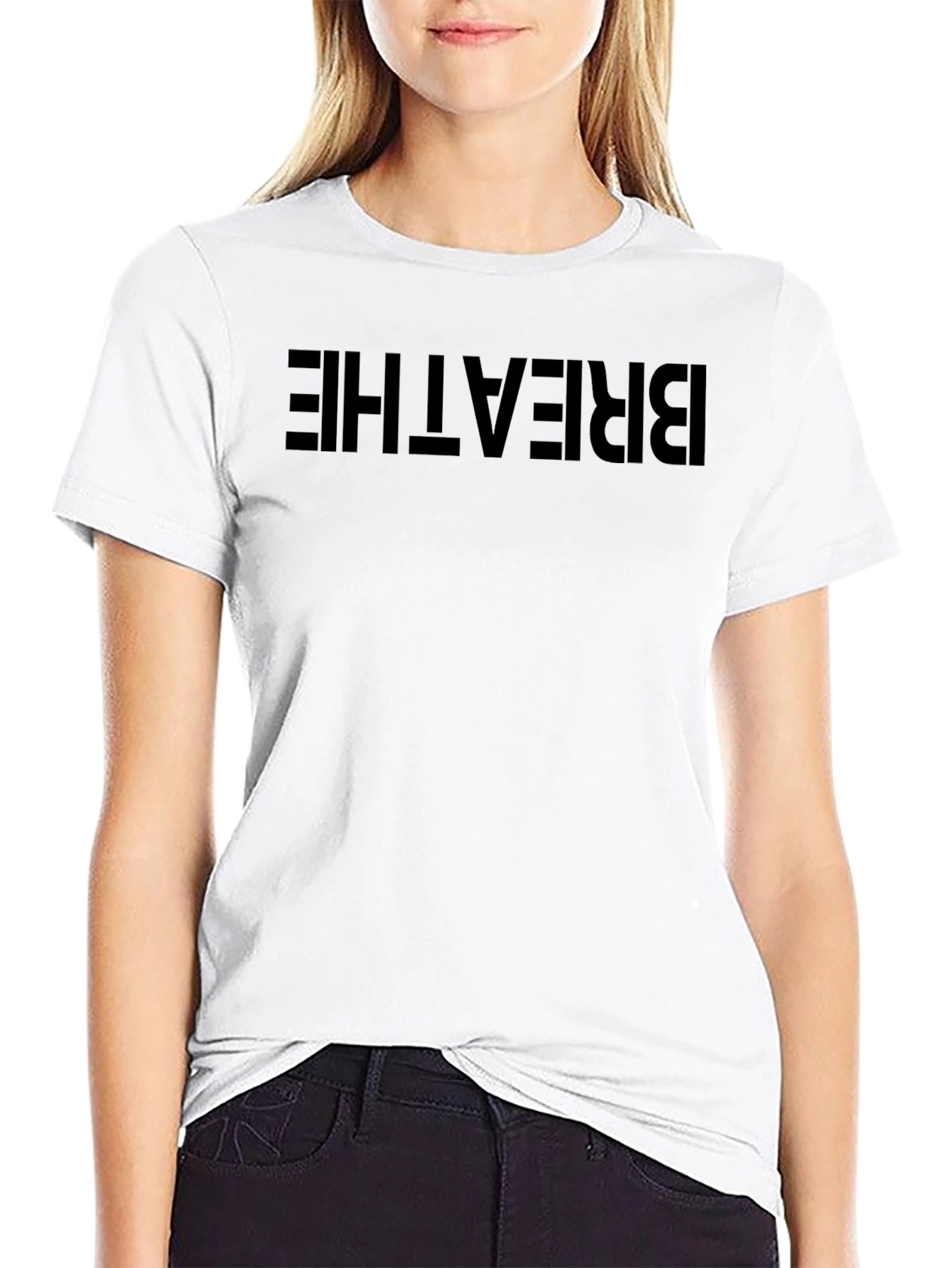 Breathe Graphic Tee - Black Cotton Blend T-Shirt