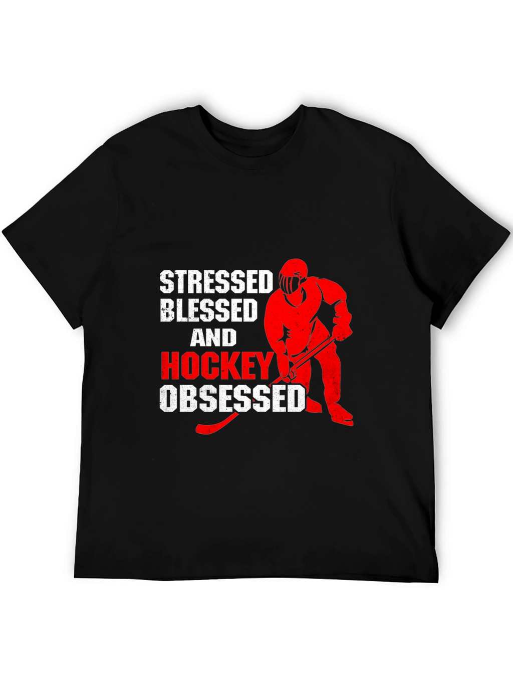 Stressed Blessed & Hockey Obsessed Black T-Shirt