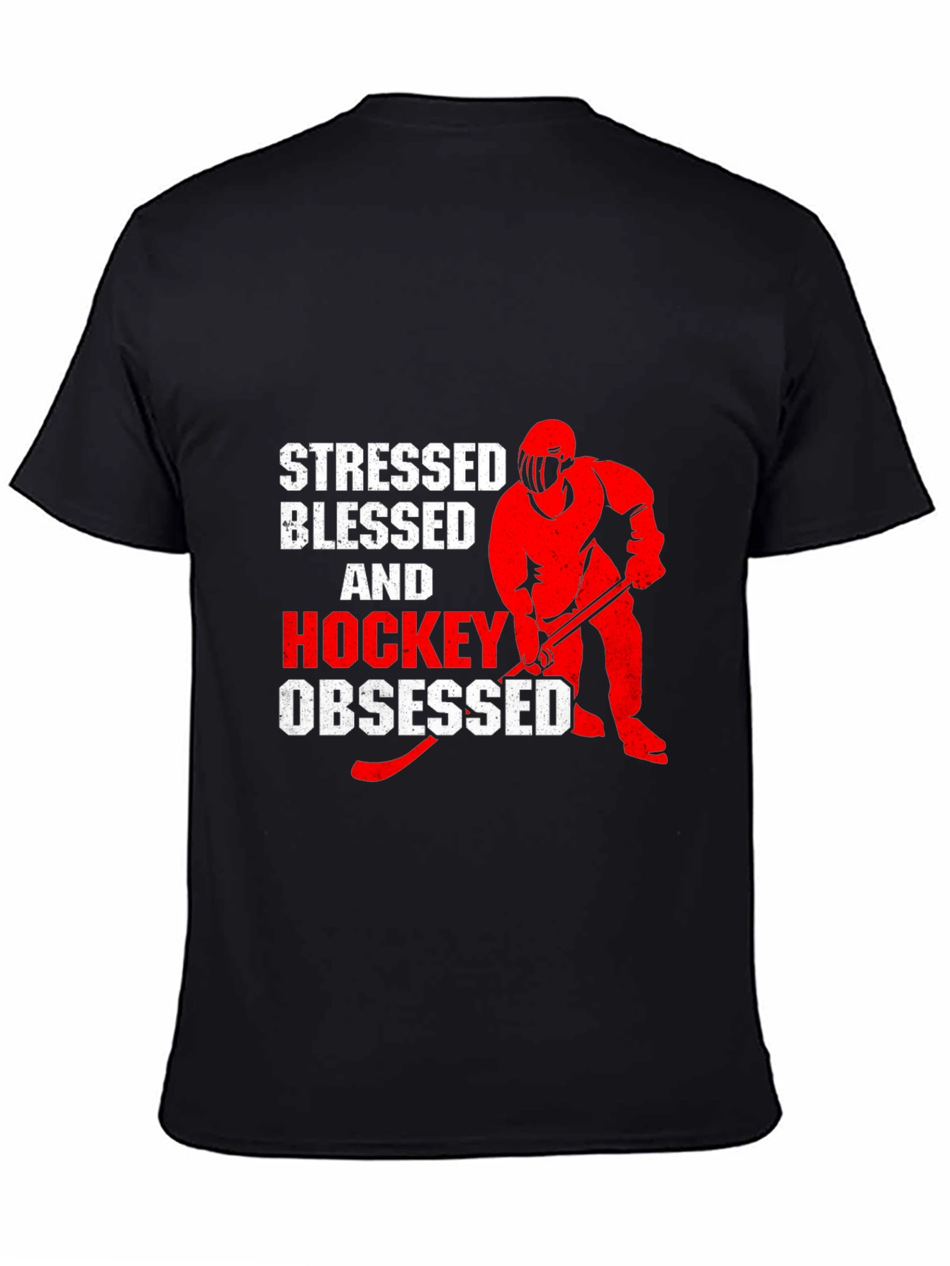 Stressed Blessed & Hockey Obsessed Black T-Shirt