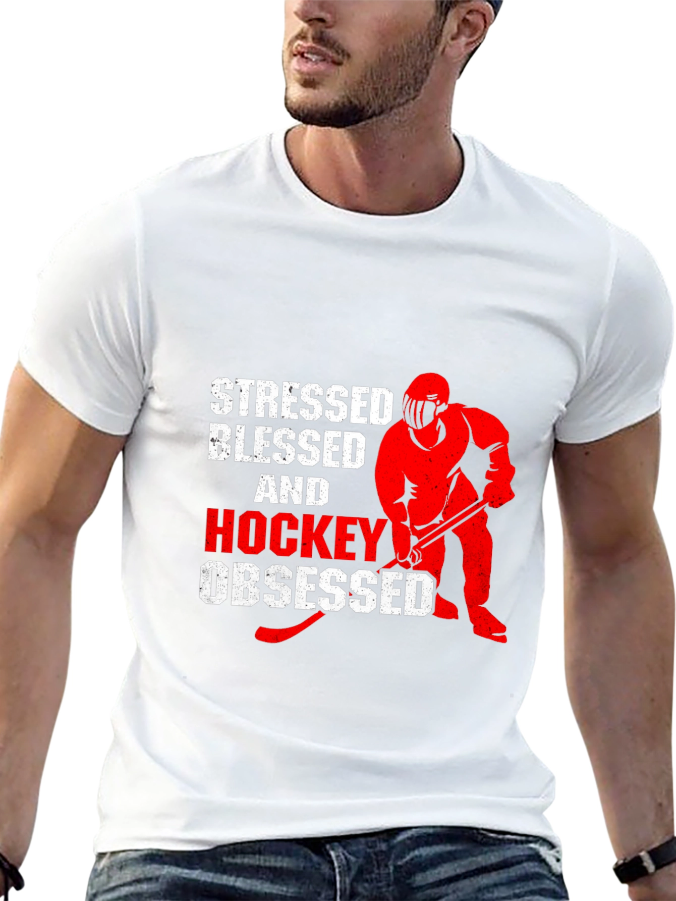 Stressed Blessed & Hockey Obsessed Black T-Shirt