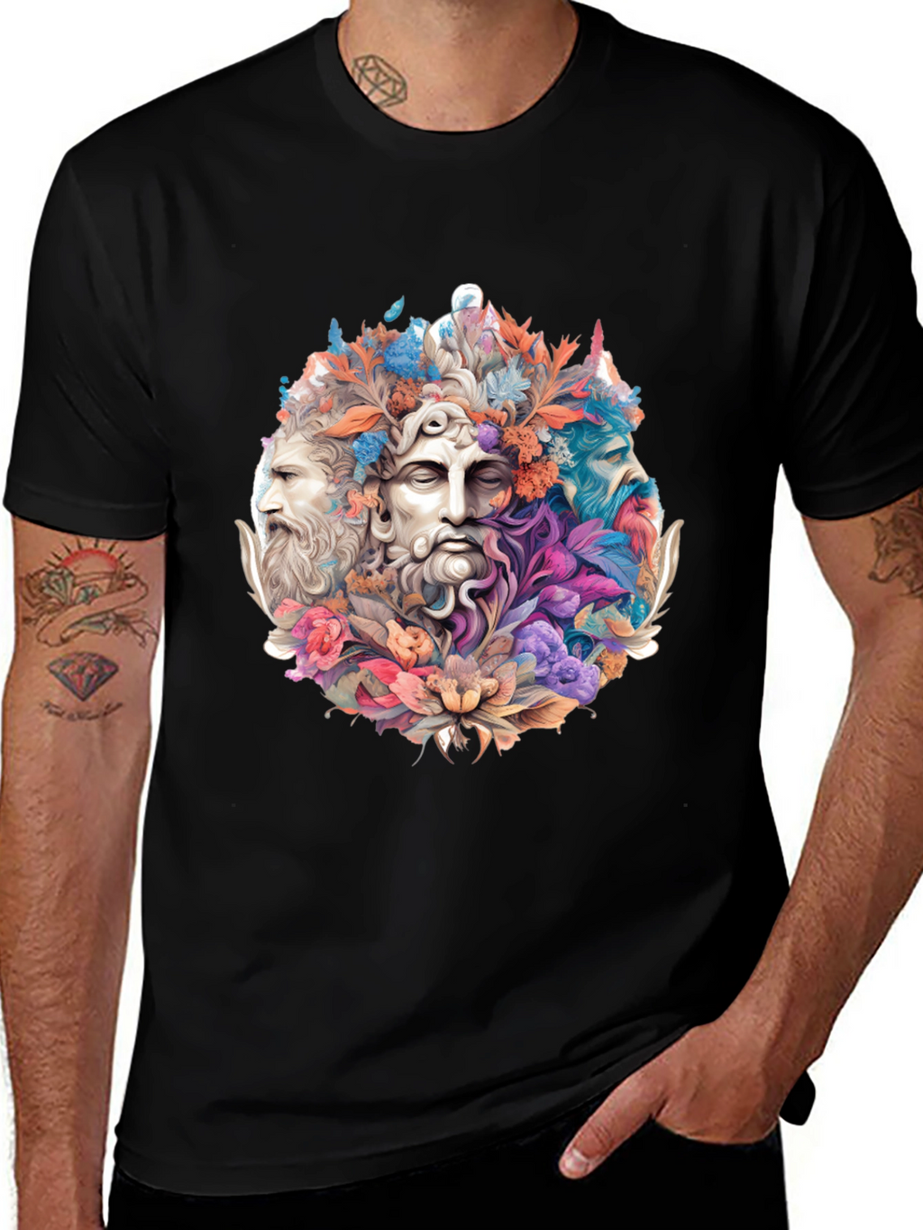 Floral Bust T-Shirt - Artistic Design