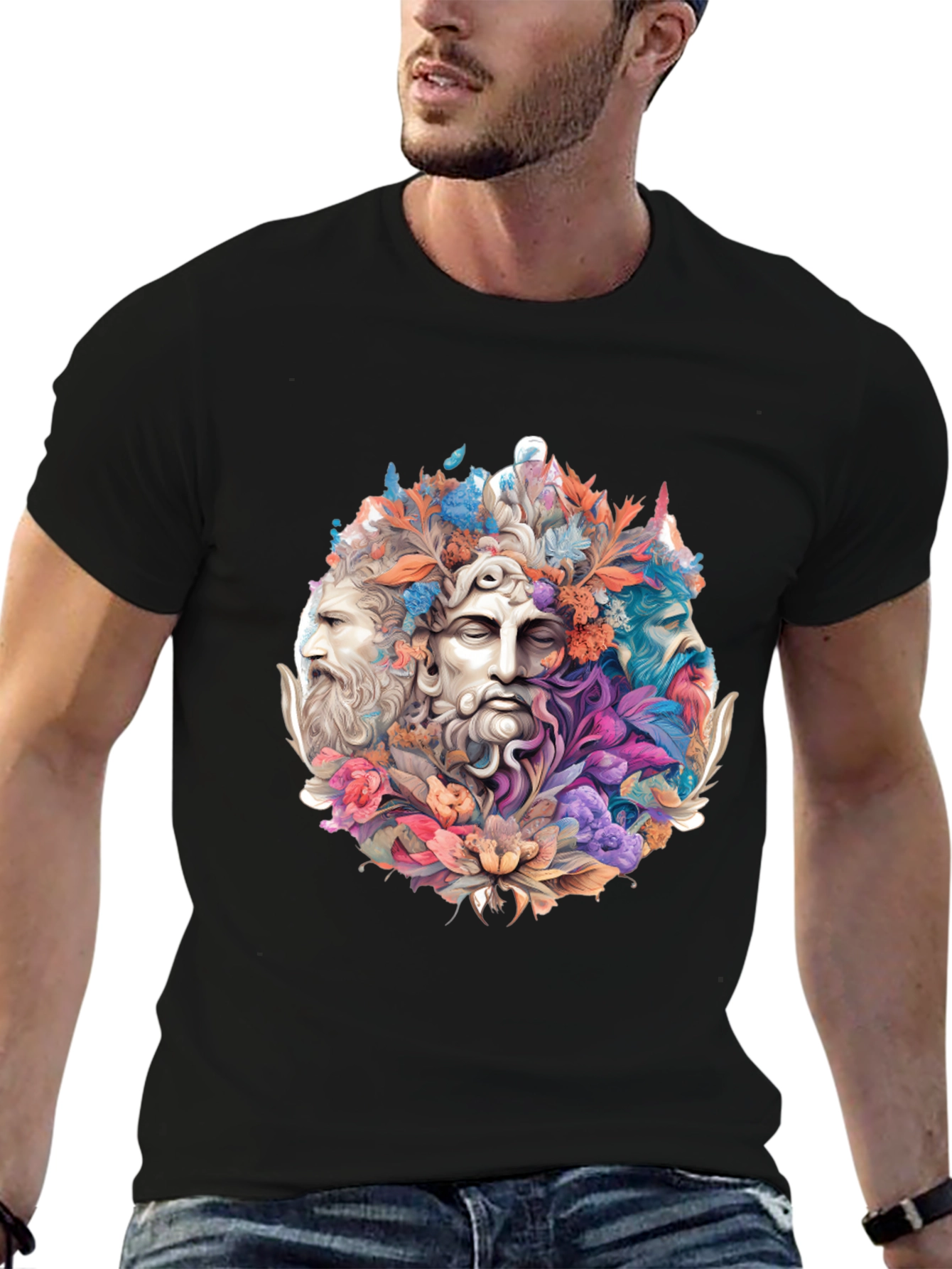 Floral Bust T-Shirt - Artistic Design