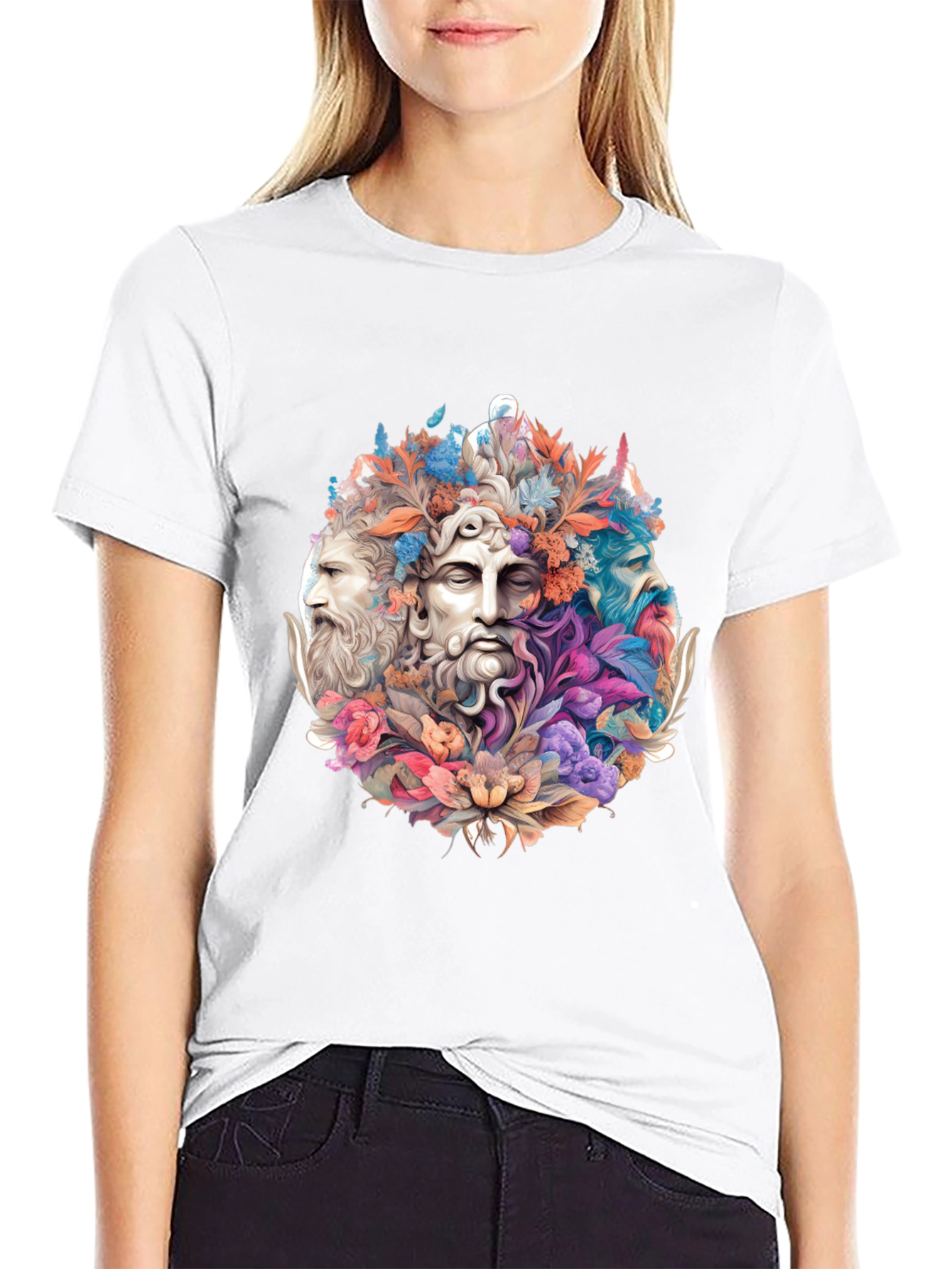 Floral Bust T-Shirt - Artistic Design