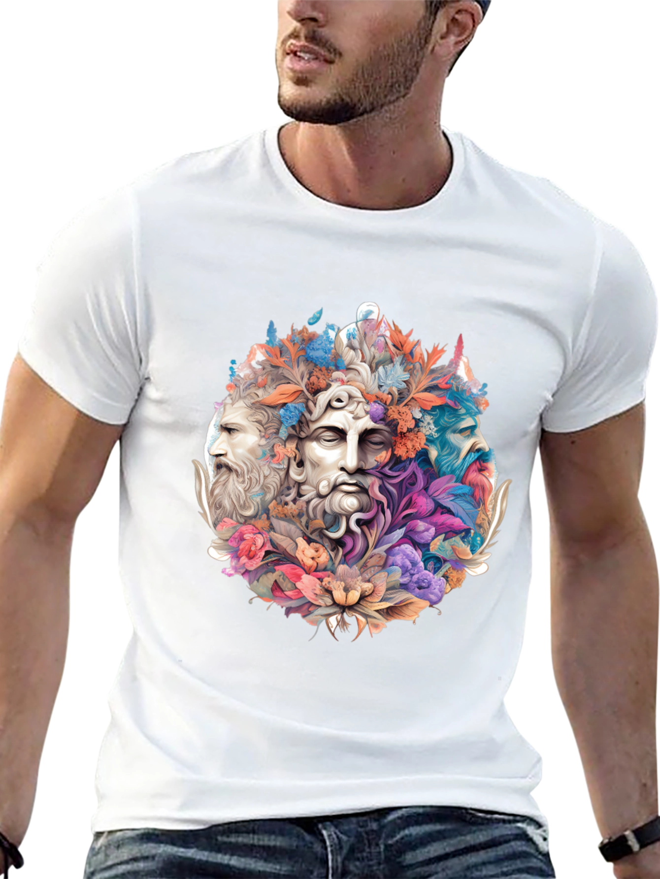 Floral Bust T-Shirt - Artistic Design