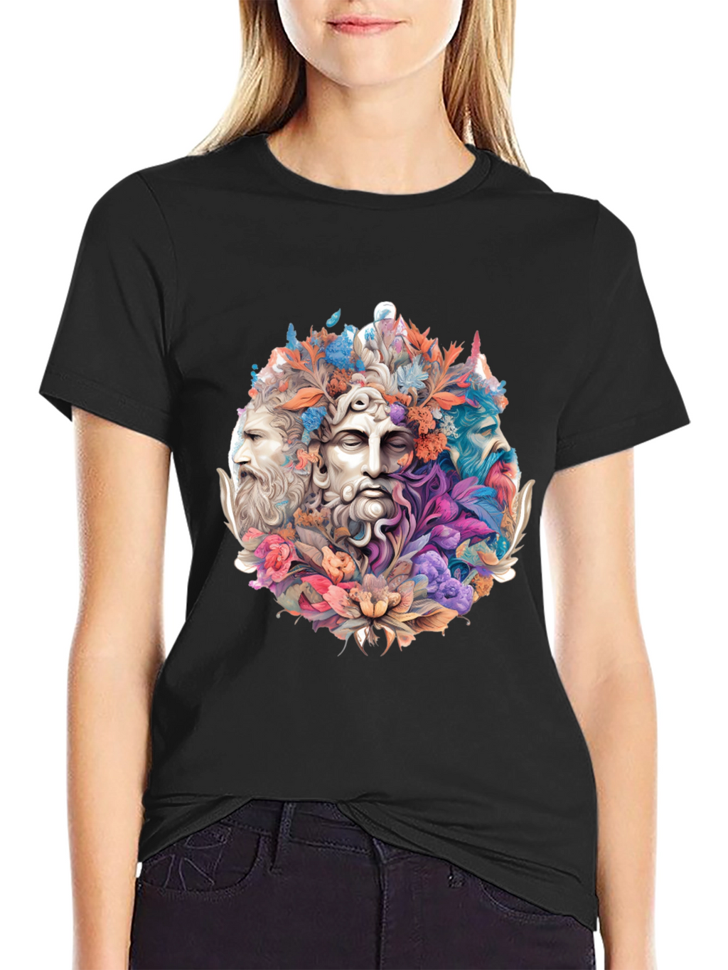 Floral Bust T-Shirt - Artistic Design