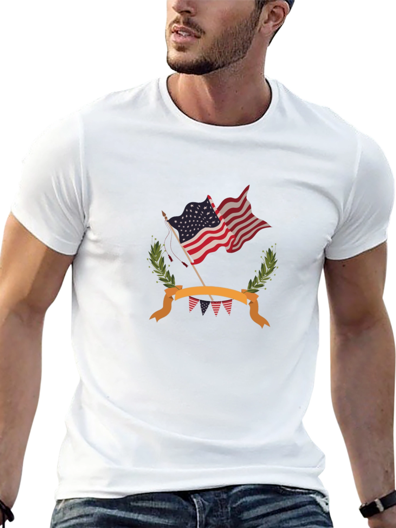 Patriotic USA Flag Graphic Tee - Black Cotton T-Shirt