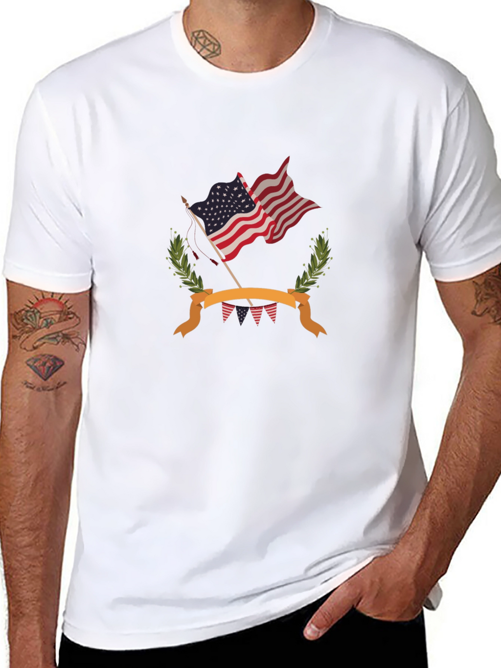 Patriotic USA Flag Graphic Tee - Black Cotton T-Shirt
