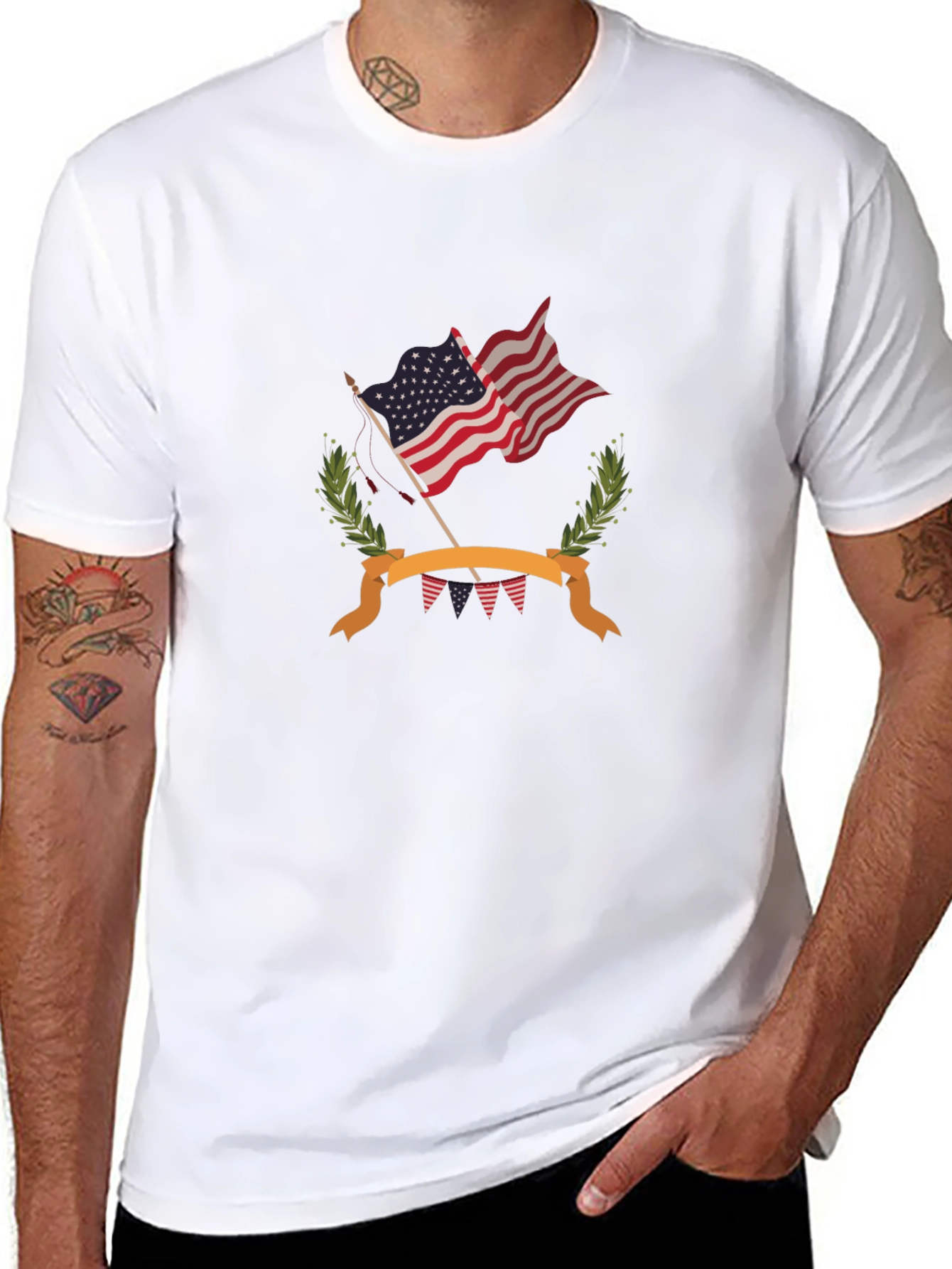 Patriotic USA Flag Graphic Tee - Black Cotton T-Shirt