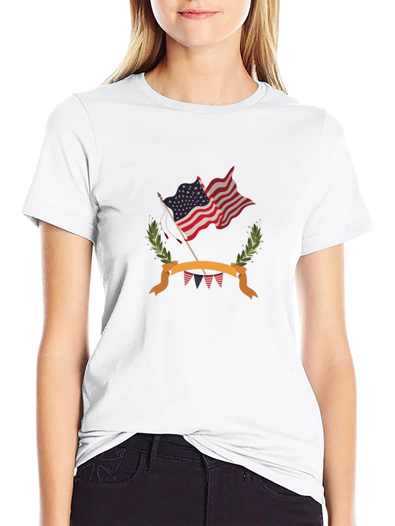 Patriotic USA Flag Graphic Tee - Black Cotton T-Shirt