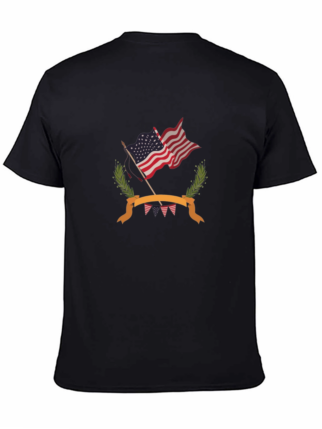 Patriotic USA Flag Graphic Tee - Black Cotton T-Shirt