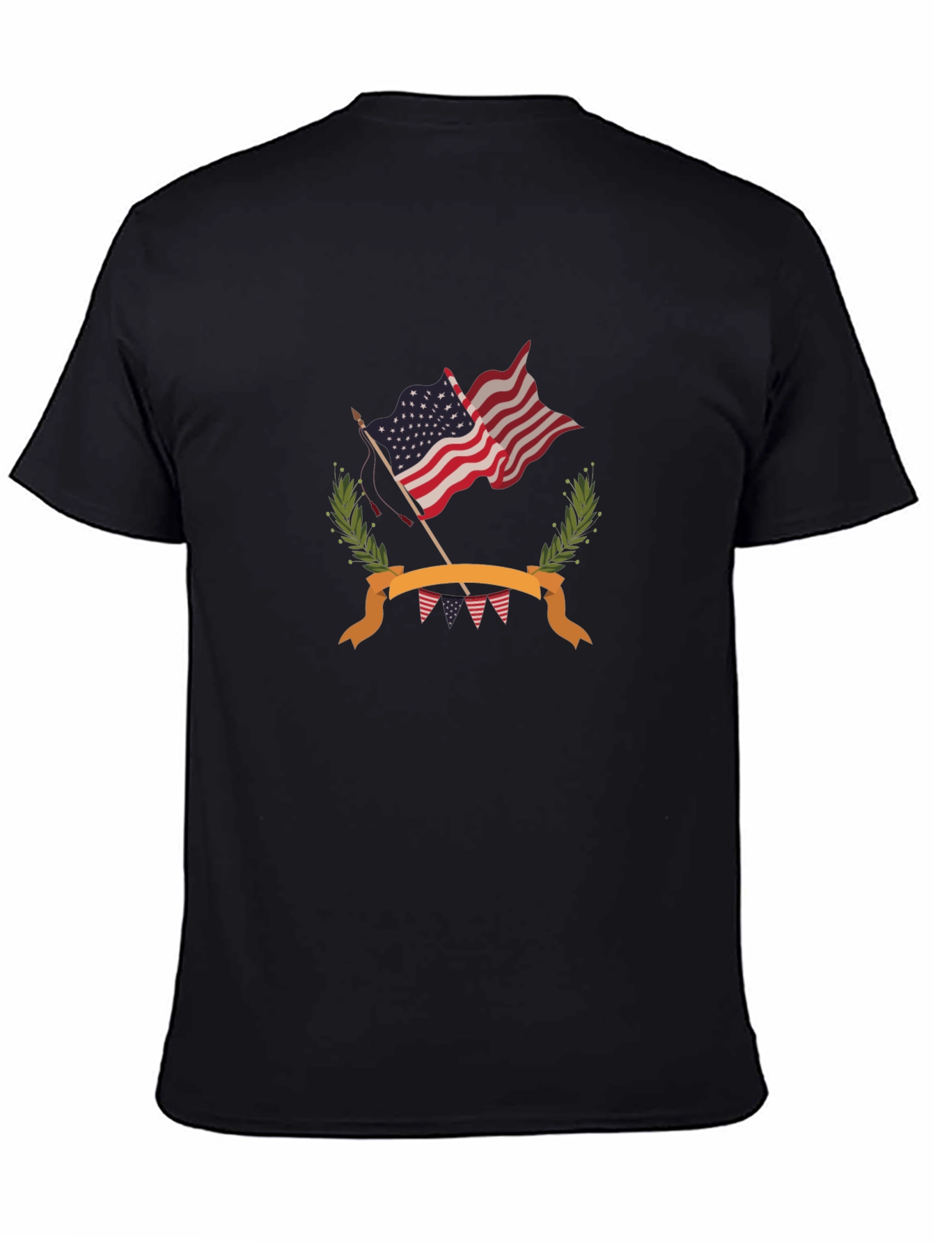 Patriotic USA Flag Graphic Tee - Black Cotton T-Shirt