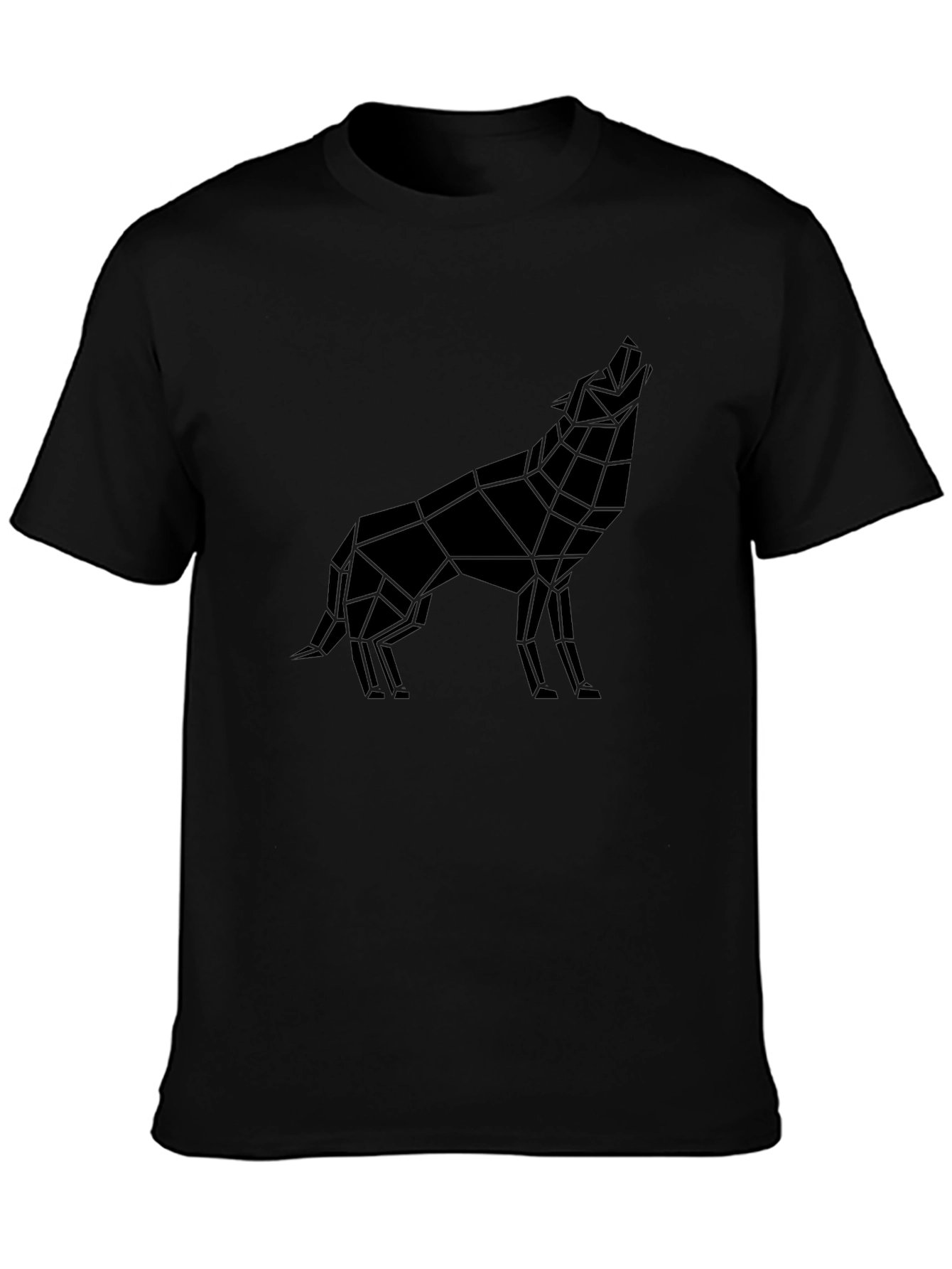 Geometric Wolf Graphic Tee - Modern Black T-Shirt