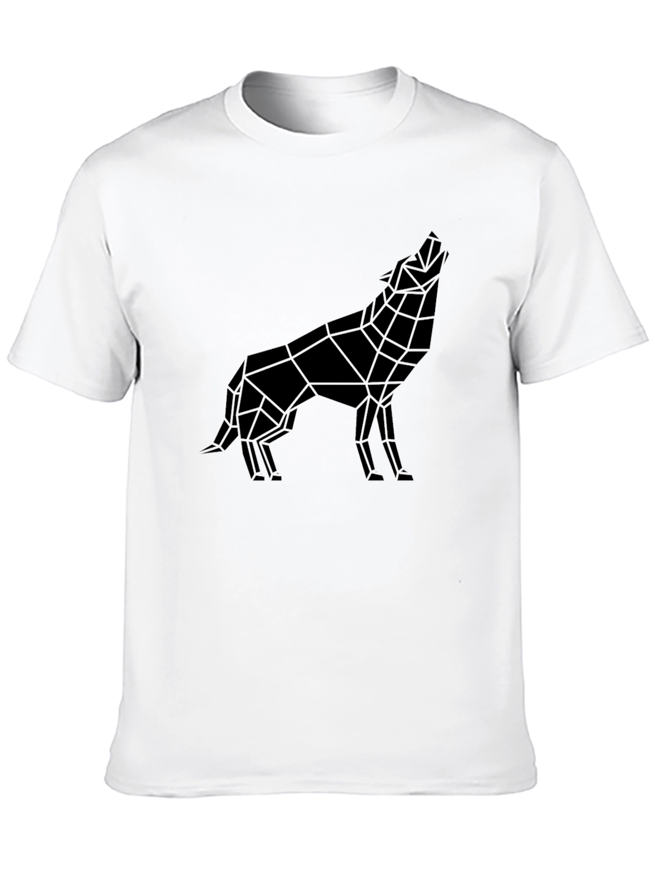 Geometric Wolf Graphic Tee - Modern Black T-Shirt