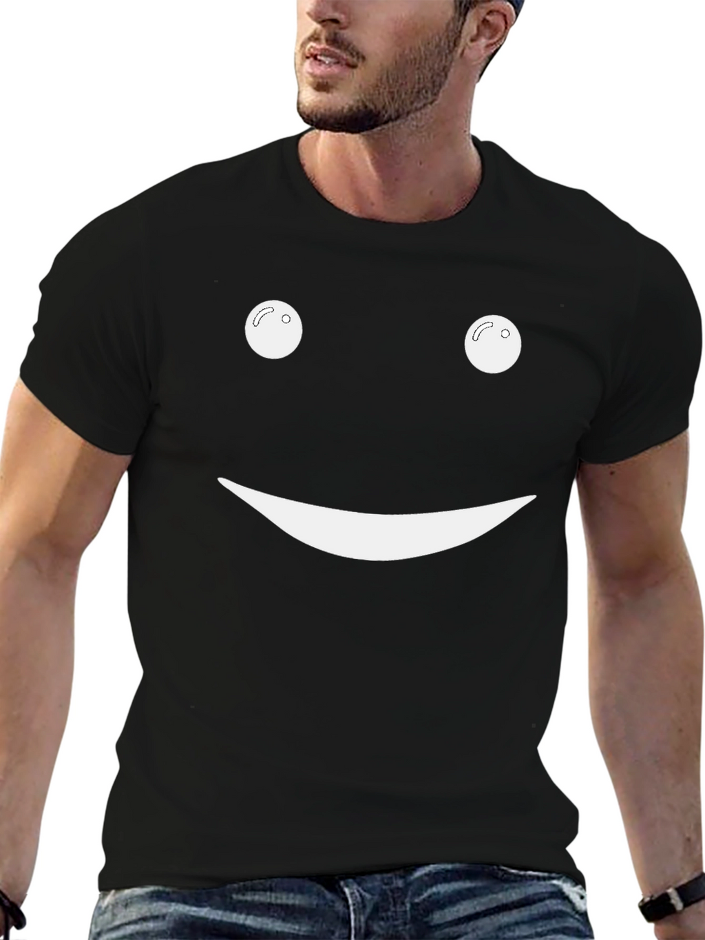 Smiley Face Black T-Shirt - Classic Graphic Tee