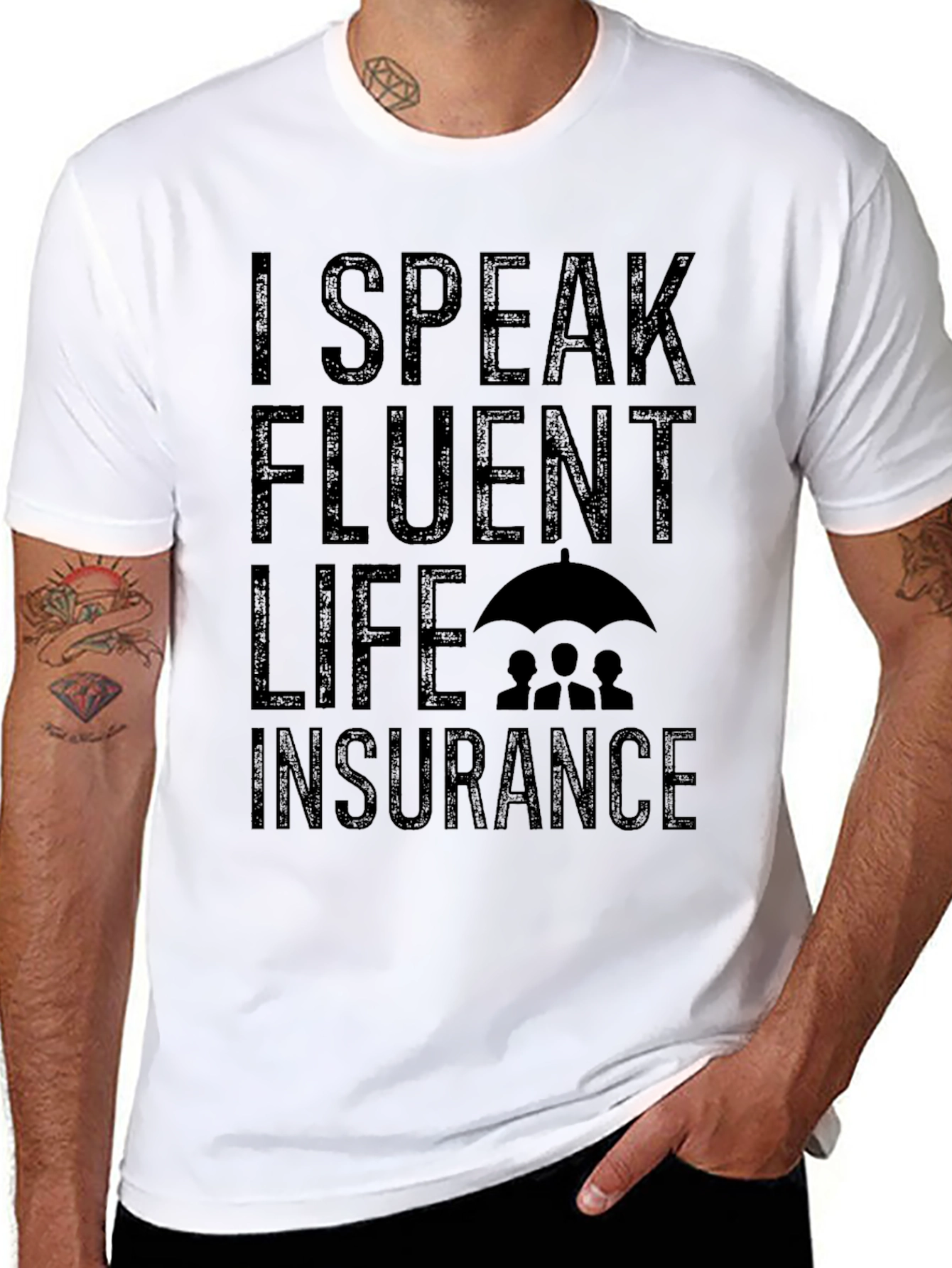 I Speak Fluent Life Insurance Black Graphic Tee