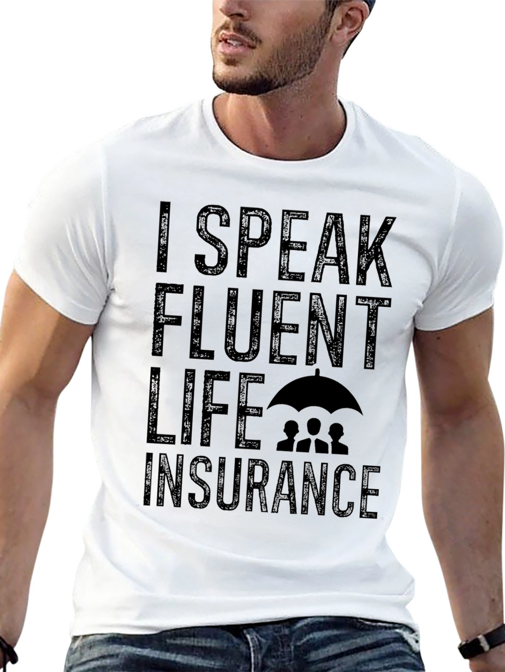 I Speak Fluent Life Insurance Black Graphic Tee