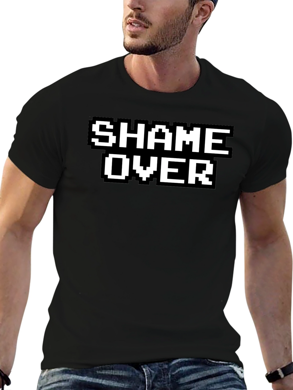 Shame Over Retro Gaming Style Black T-Shirt