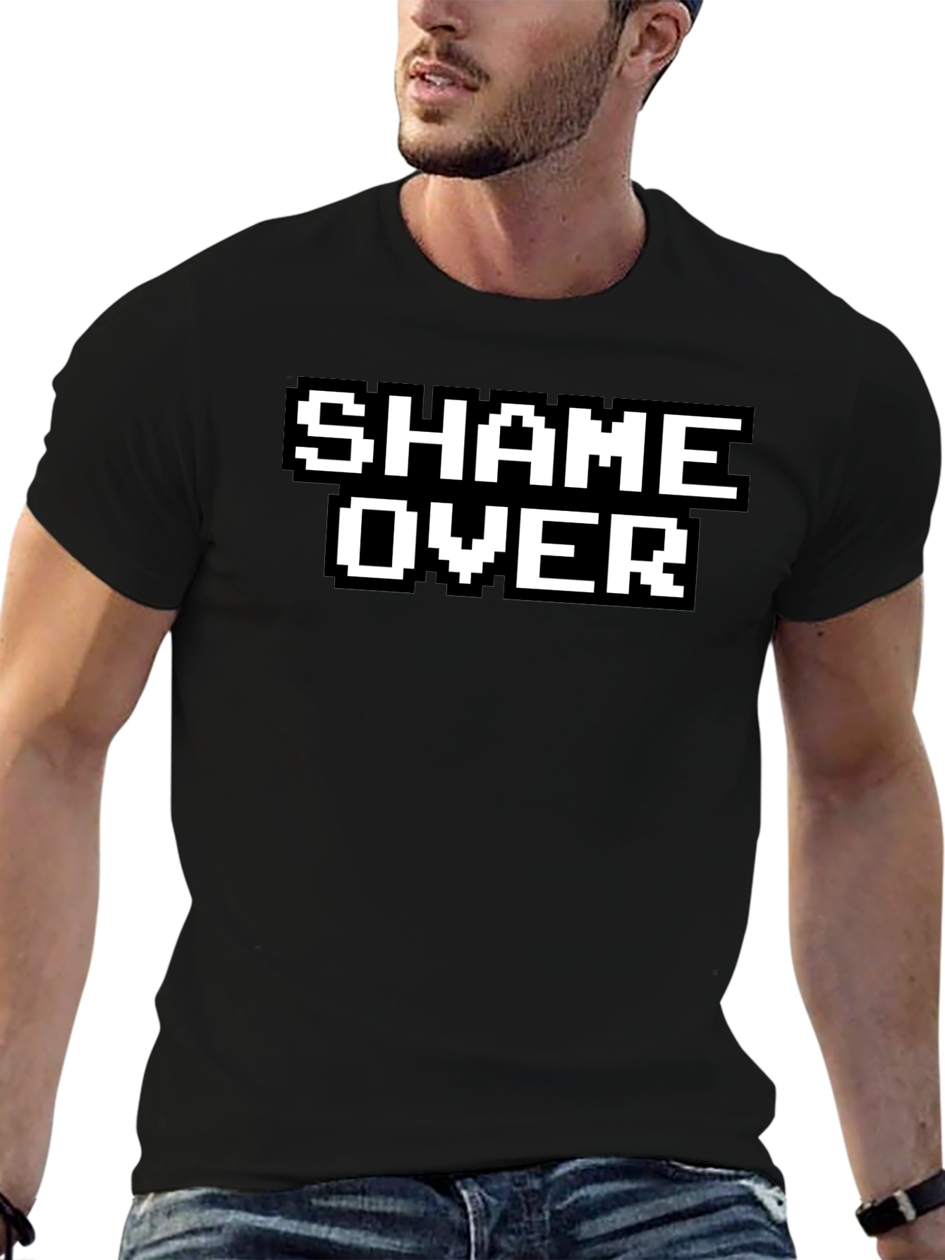 Shame Over Retro Gaming Style Black T-Shirt