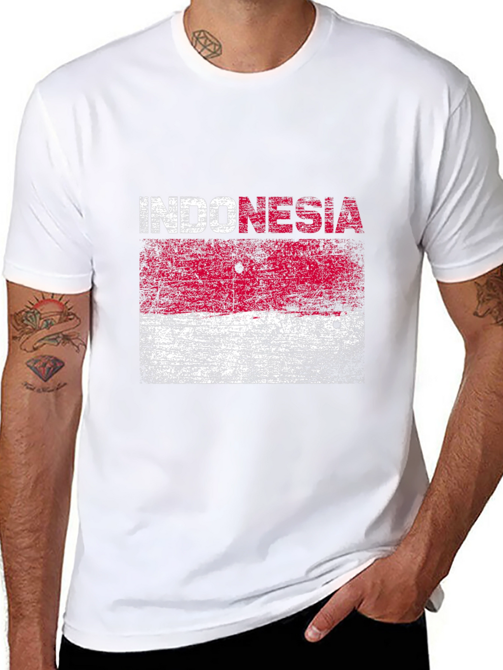 Indonesia Flag T-Shirt - Distressed Graphic Tee