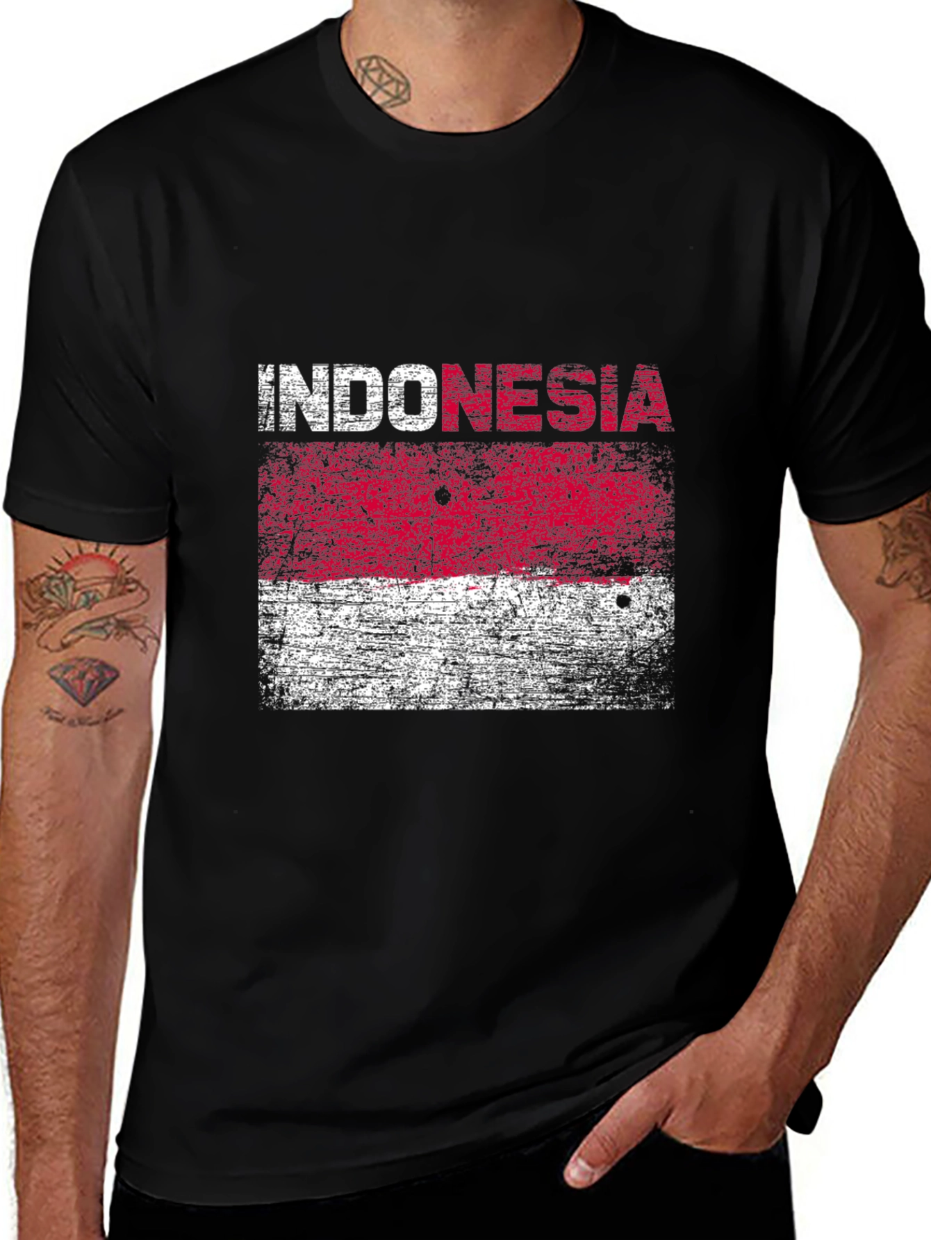 Indonesia Flag T-Shirt - Distressed Graphic Tee
