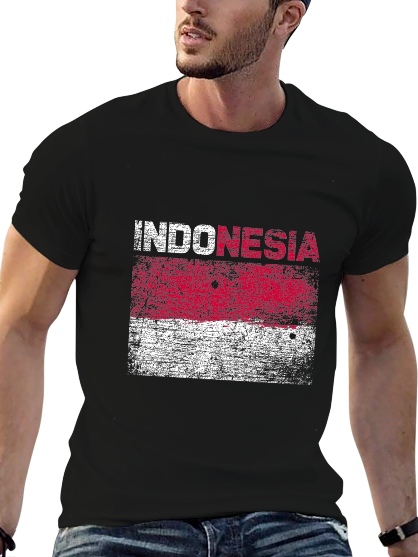 Indonesia Flag T-Shirt - Distressed Graphic Tee
