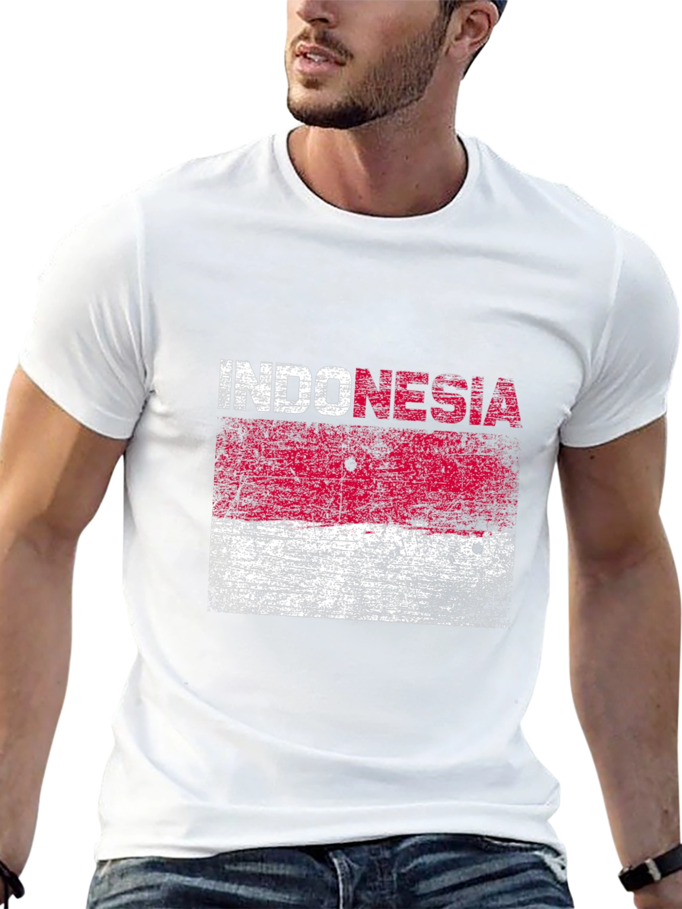 Indonesia Flag T-Shirt - Distressed Graphic Tee